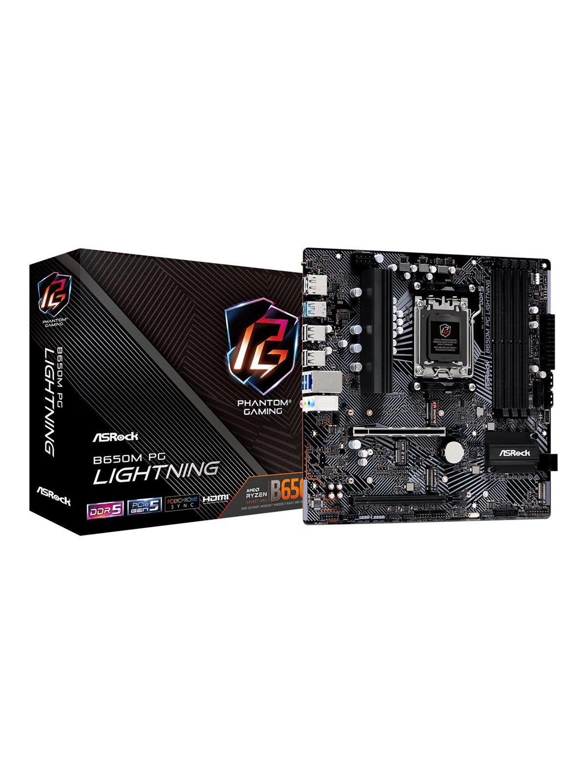 Asrock B650m PG Lightning Mainboard - Amd B650 - Amd Am5 Socket - Ddr5 Ram - Micro-atx - 90-mxbmv0-a0uayz