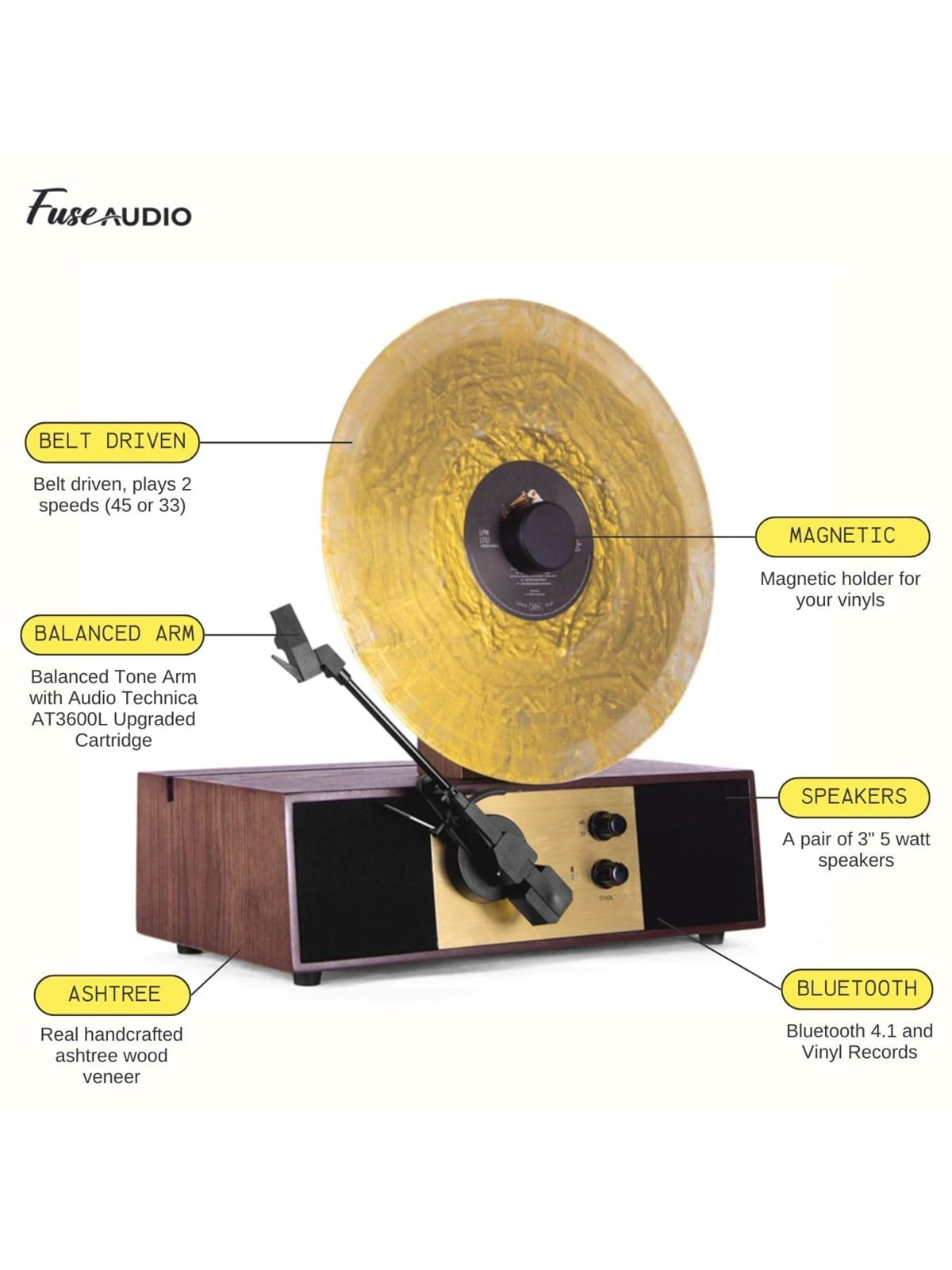 Fuse Audio Rec - Audio Technica Pick-up - Plattenspieler Braun - Rad-rec-2
