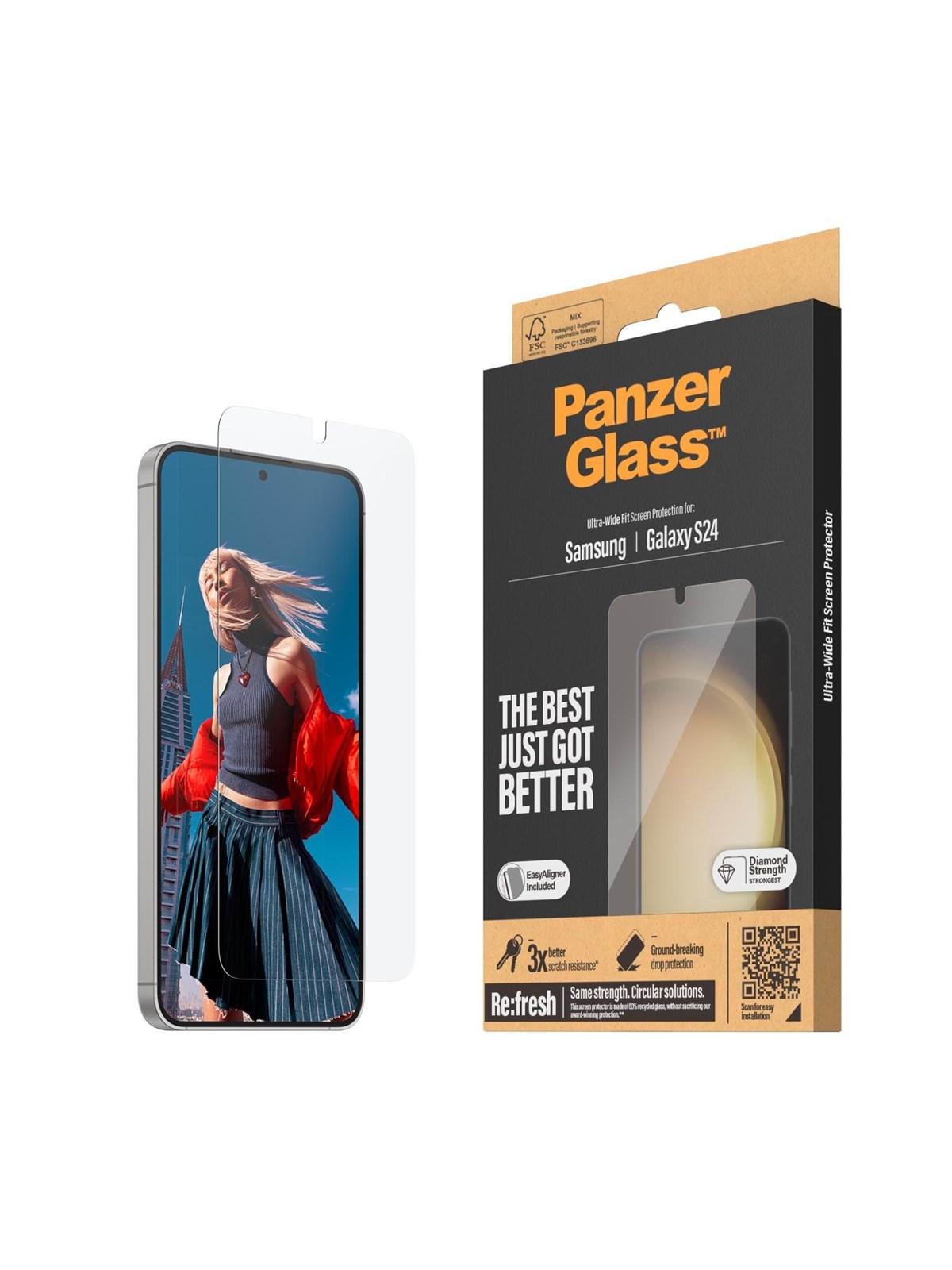 Panzerglass Screen Protector Samsung Galaxy S24 | Ultra-wide Fit w. Easyaligner - Handys Schutzfolie - Panzer7350