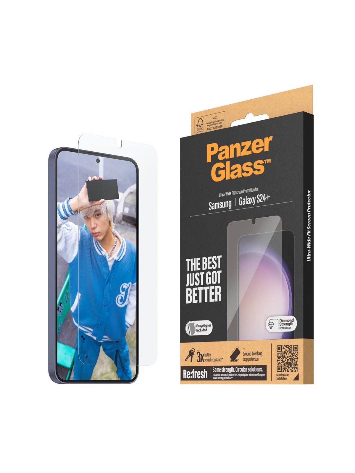 Panzerglass Screen Protector Samsung Galaxy S24 Plus | Ultra-wide Fit w. Easyaligner - Handys Schutzfolie - Panzer7351