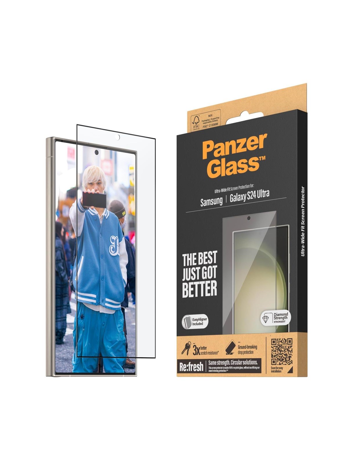 Panzerglass Screen Protector Samsung Galaxy S24 Ultra | Ultra-wide Fit w. Easyaligner - Handys Schutzfolie - Panzer7352