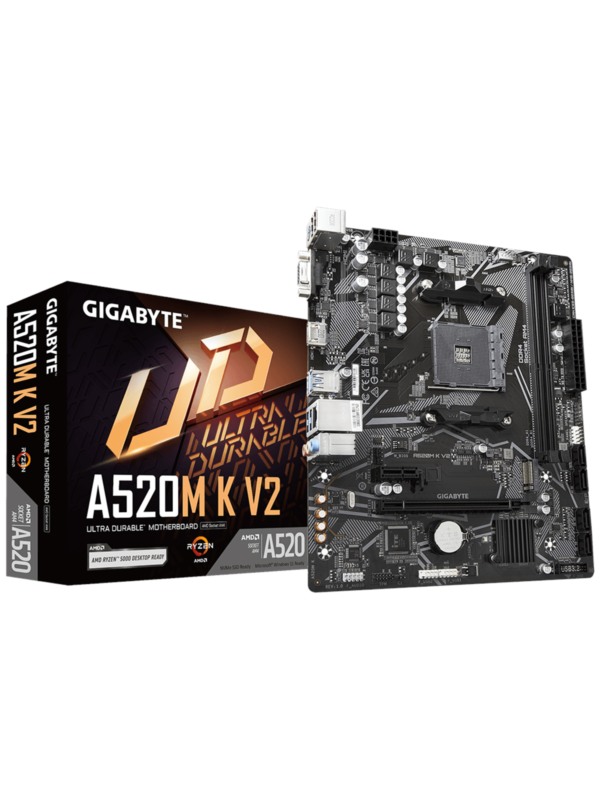 Gigabyte A520m K V2 Mainboard - Amd A520 - Amd Am4 Socket - Ddr4 Ram - Micro-atx