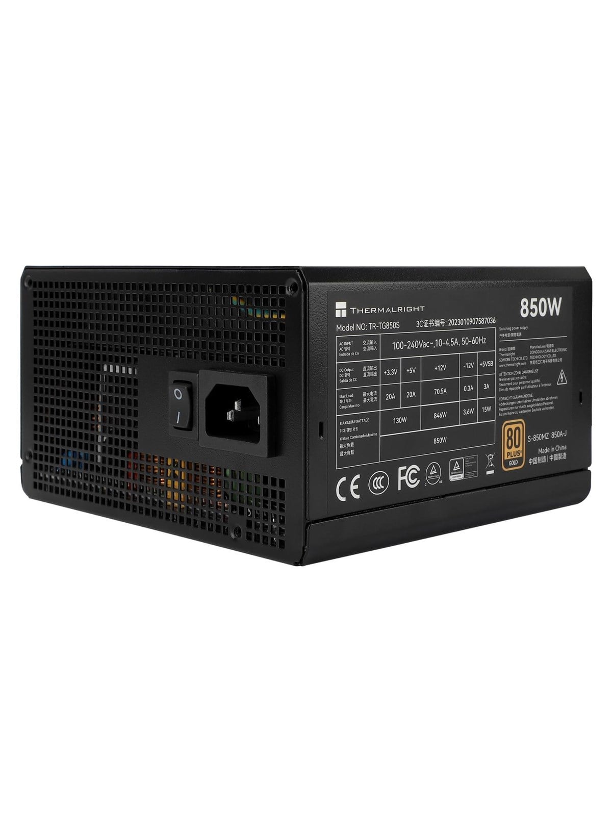 Thermalright TG S (Non-modular) Schwarz - Netzteile - 850 Watt - 120 mm - Atx 3.0 - 80 Plus Gold Zertifiziert - Tr-tg 850s
