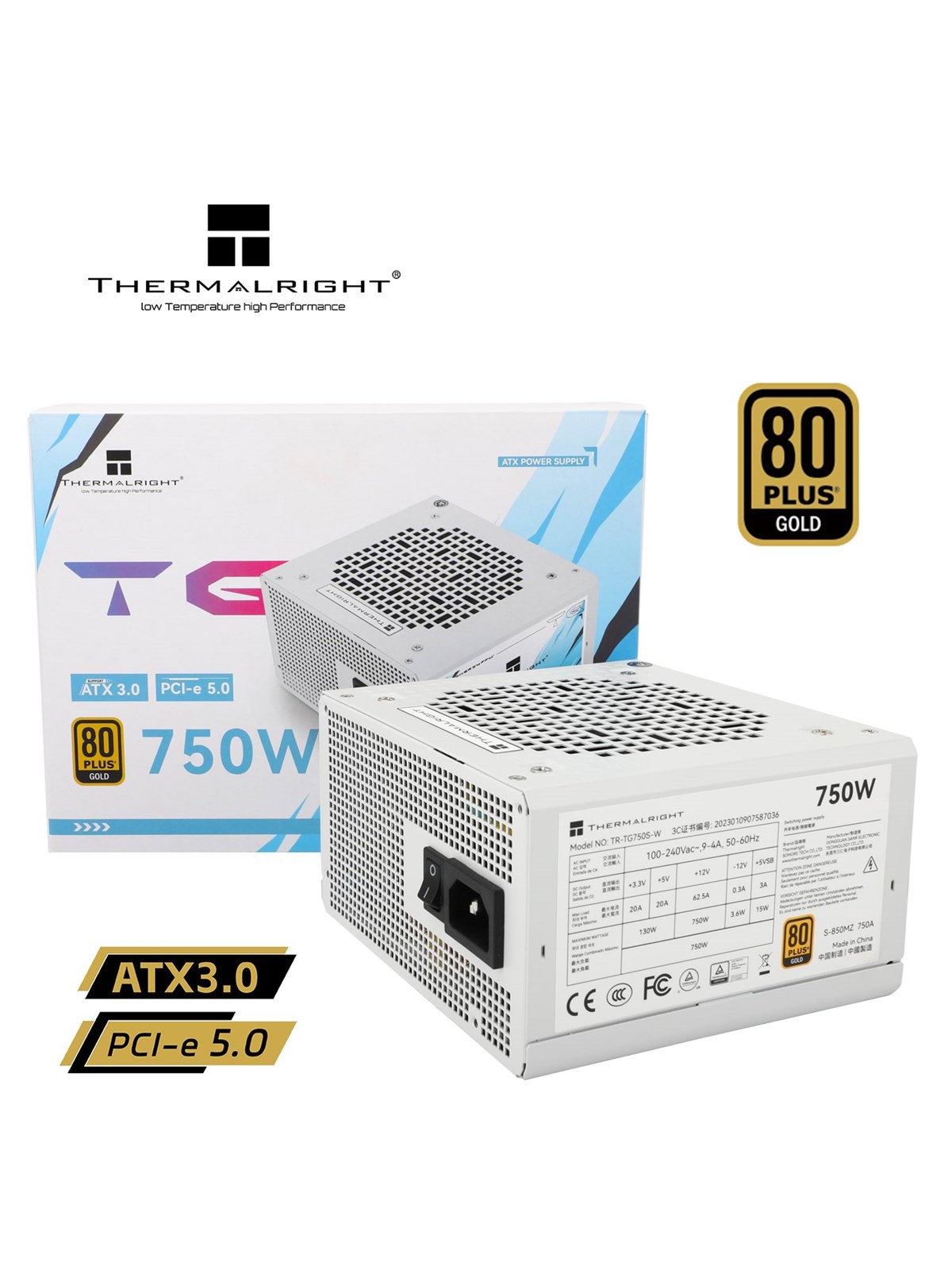 Thermalright TG S (Non-modular) Weiß - Netzteile - 750 Watt - 120 mm - Atx 3.0 - 80 Plus Gold Zertifiziert - Tr-tg 750s-w