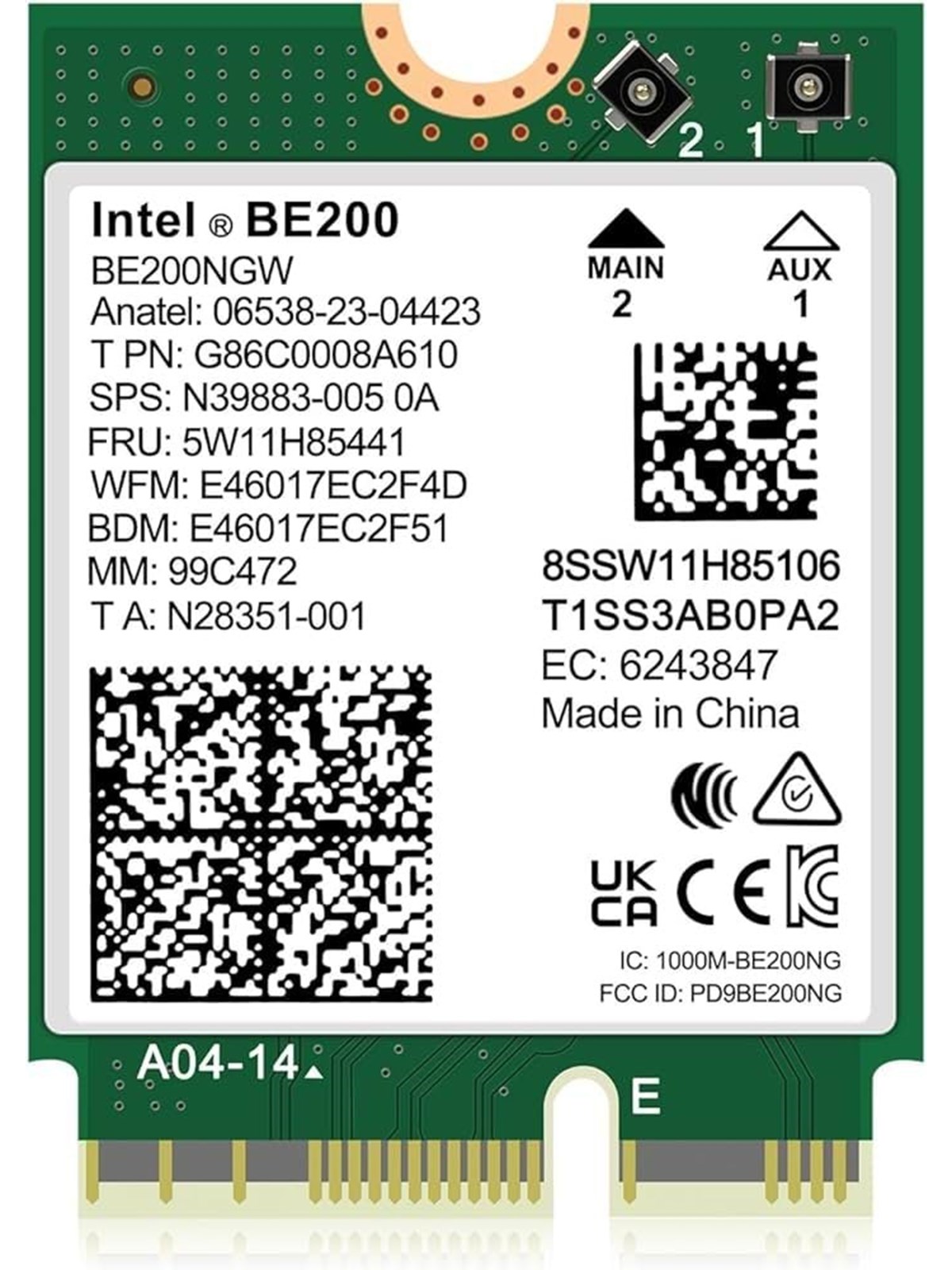 Intel Be200 Wi-fi 7 2x2 + BT 5.4 / M.2 2230 / With Vpro - Netzwerkadapter Netzkarte Druckserver Usw - Be200.Ngwg / 99c462