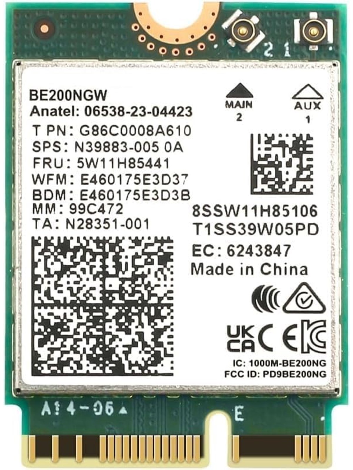 Intel Be200 Wi-fi 7 2x2 + BT 5.4 / M.2 2230 / Without Vpro - Netzwerkadapter Netzkarte Druckserver Usw - Be200.Ngwg.NV / 99c472