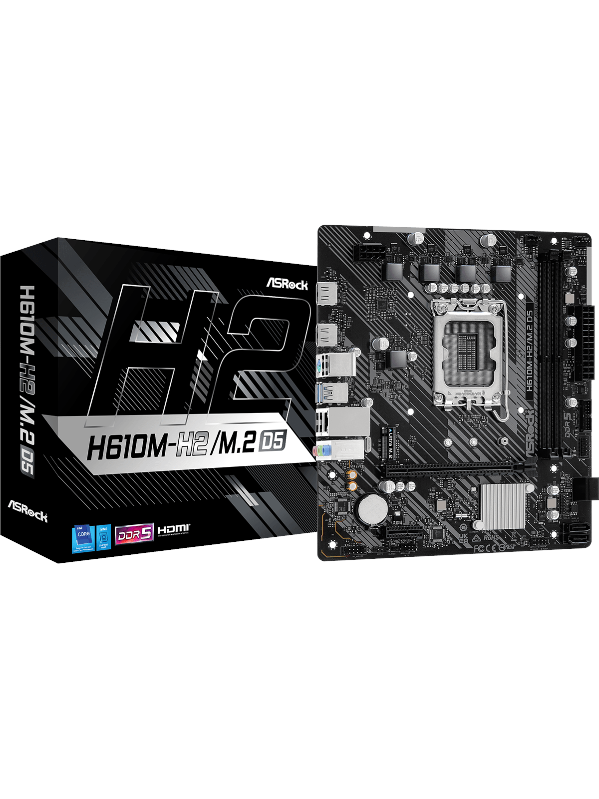 Asrock H610m-h2/m.2 D5 Mainboard - Intel H610 - Intel Lga1700 Socket - Ddr5 Ram - Micro-atx - 90-mxbml0-a0uayz