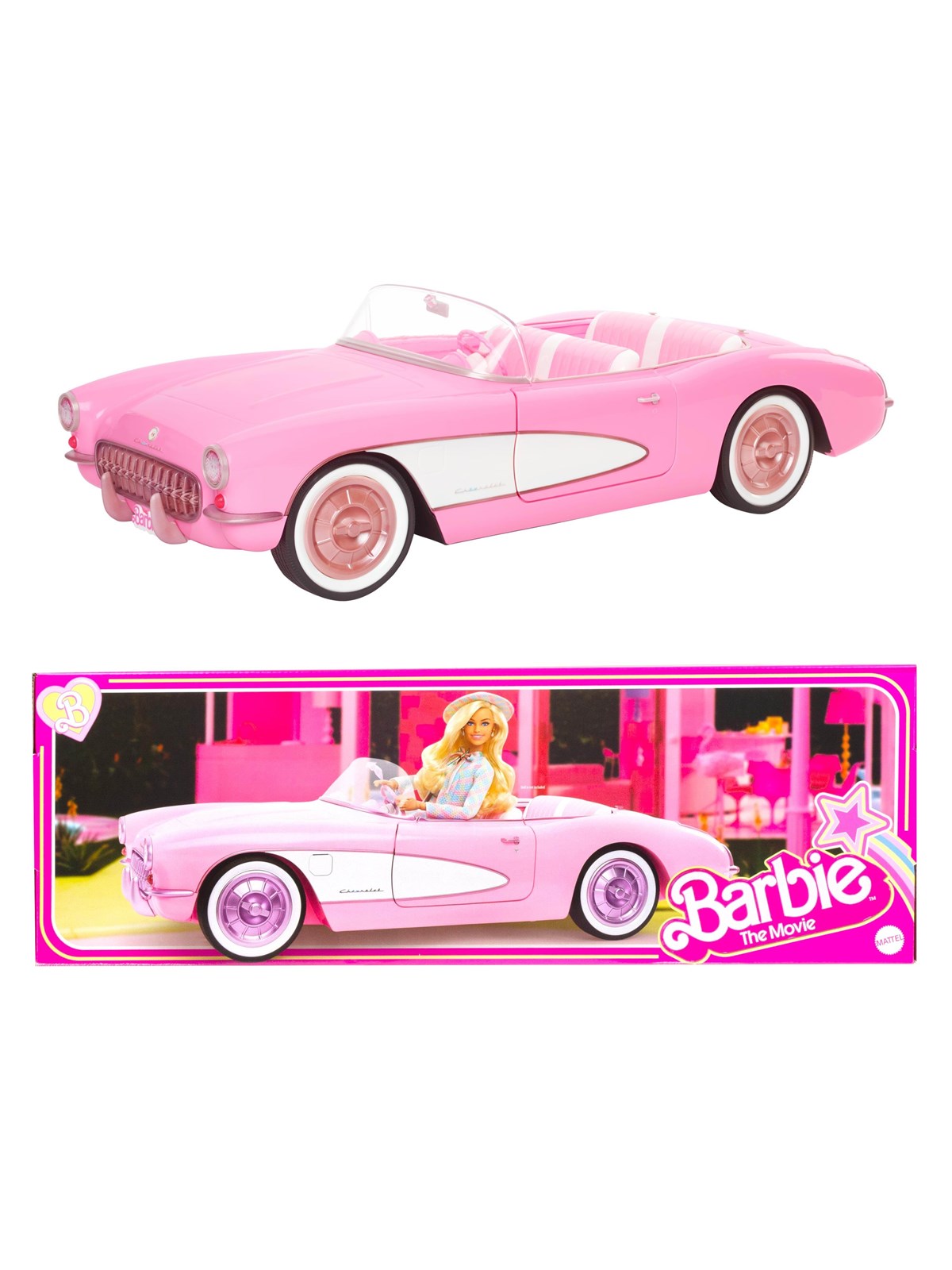 Barbie The Movie Collectible Car Pink Corvette Convertible - Puppen Zubehoer - Hpk02