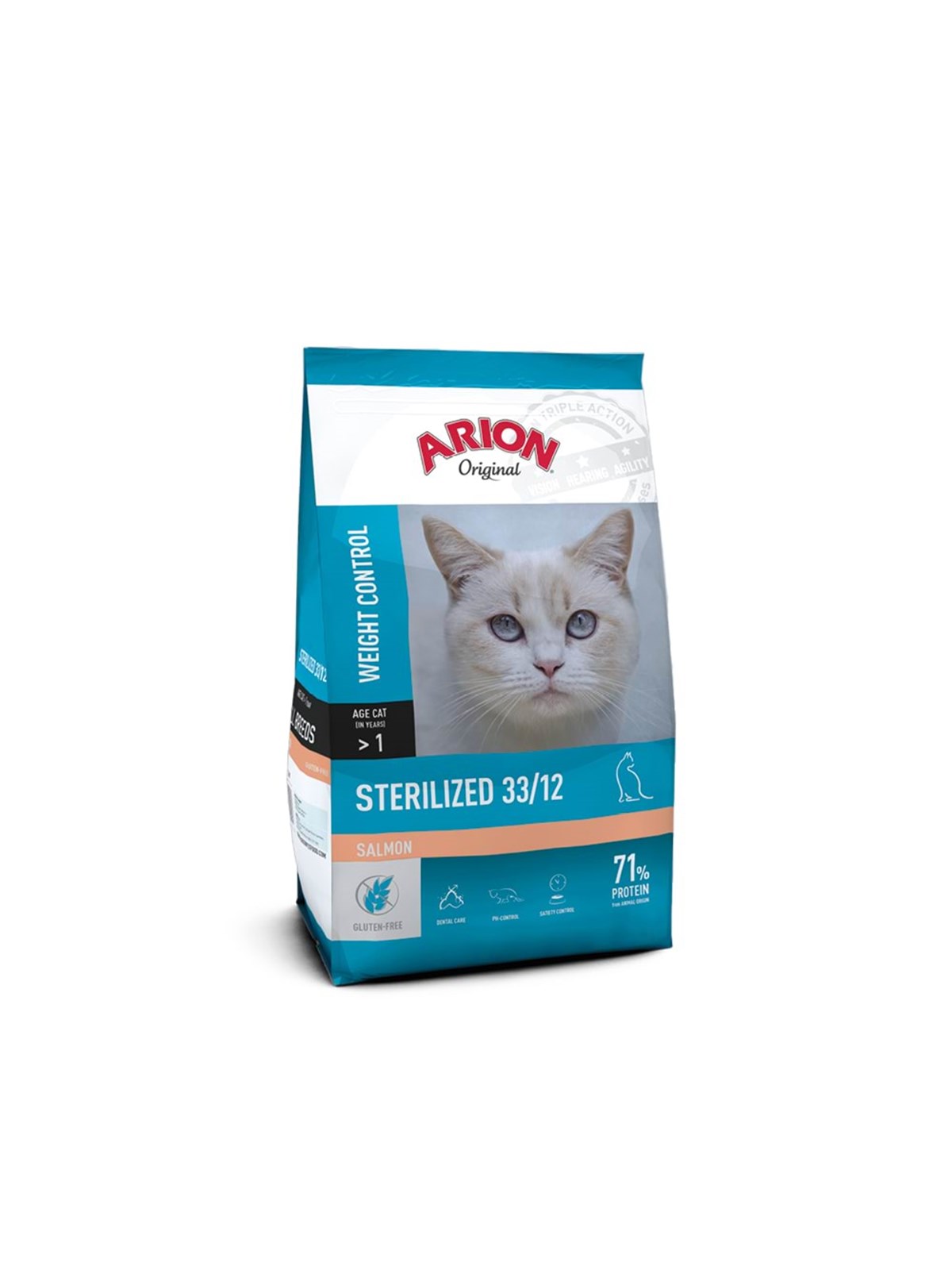 ARION Original Sterilized 33/12 Salmon Dry Cat Food 7.5kg Image