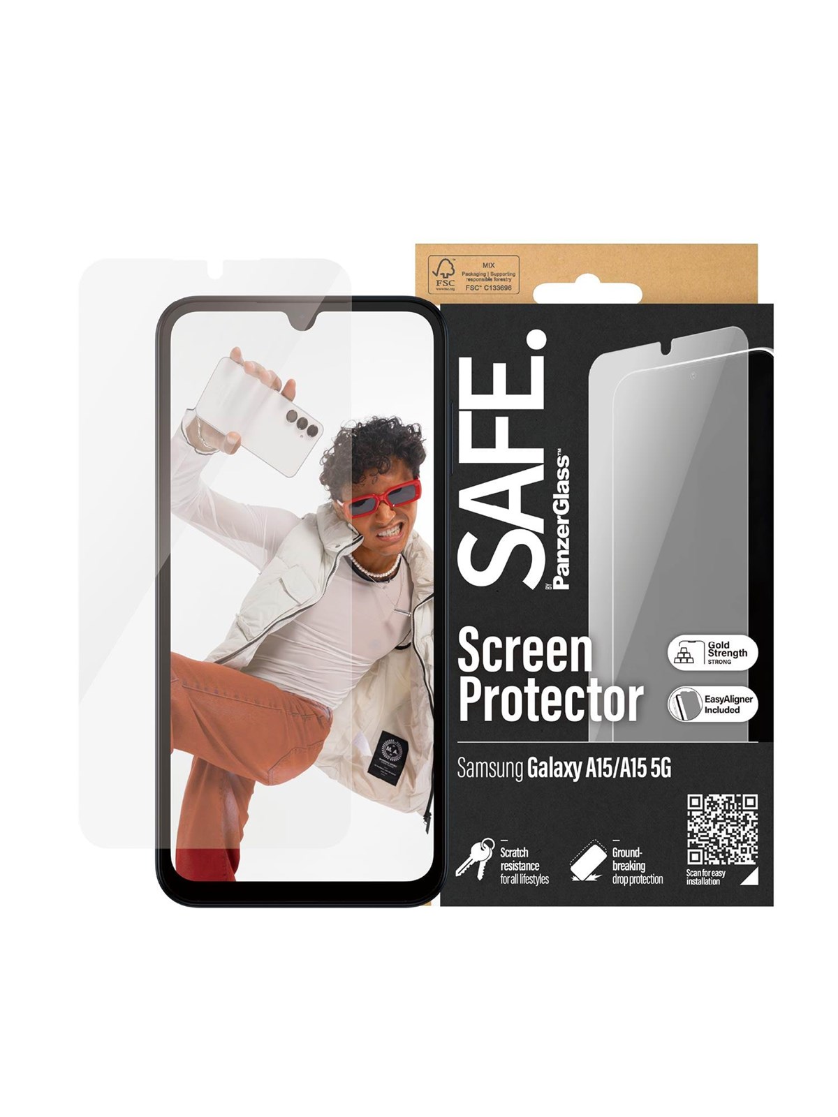 Safe by Panzerglass Screen Protector by Samsung Galaxy A15 | A15 5G | Ultra-wide Fit w. Easyaligner - Handys Schutzfolie - Safe95678