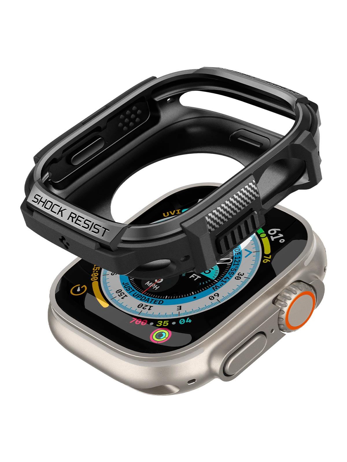 Spigen Rugged Armor - Black - Apple Watch Ultra 3/2/1 - Smartwatch Accessories - Acs05456