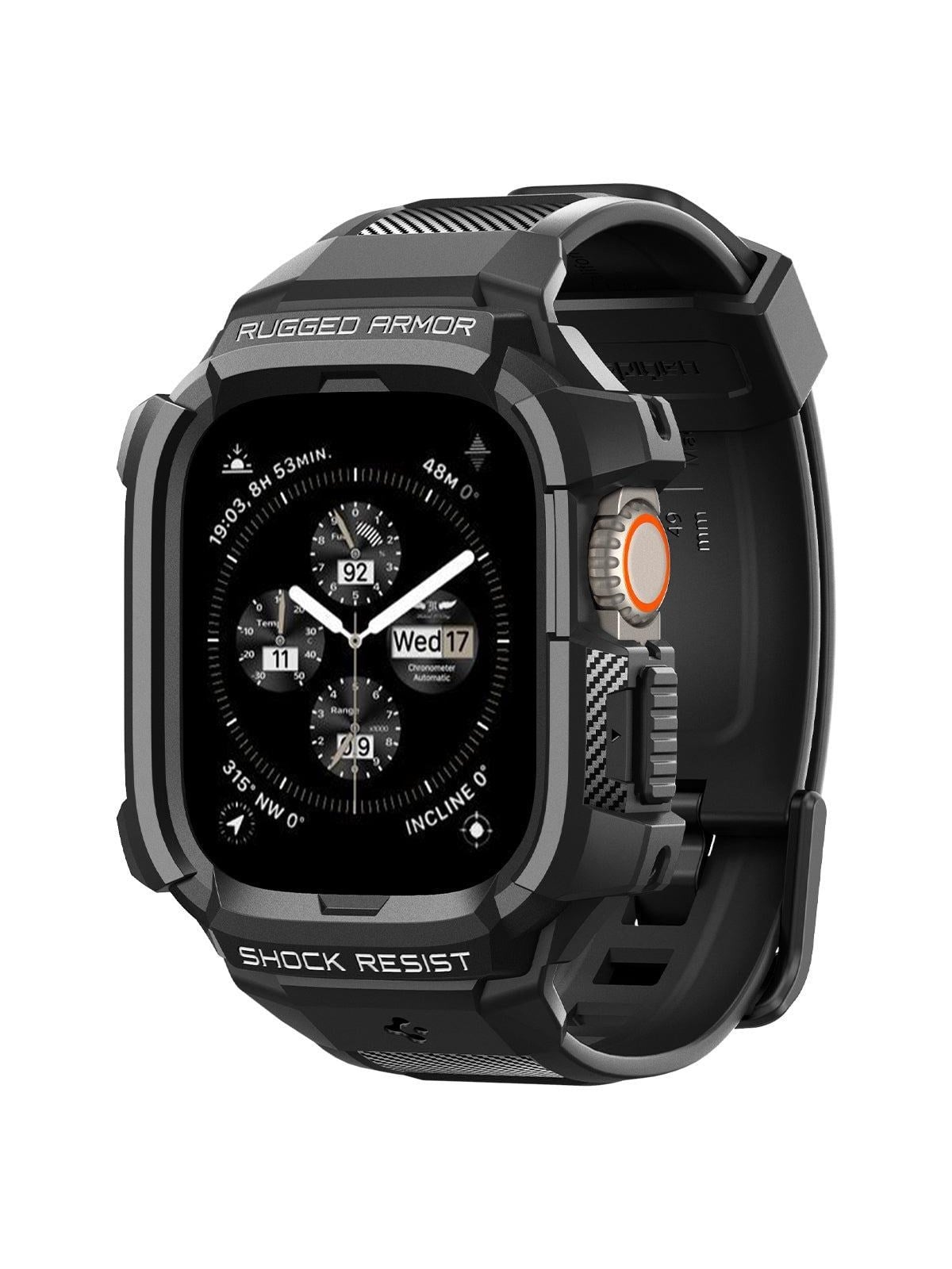 Spigen Rugged Armor Pro - Black - Apple Watch Ultra 3/2/1 - Smartwatch Accessories - Acs05460