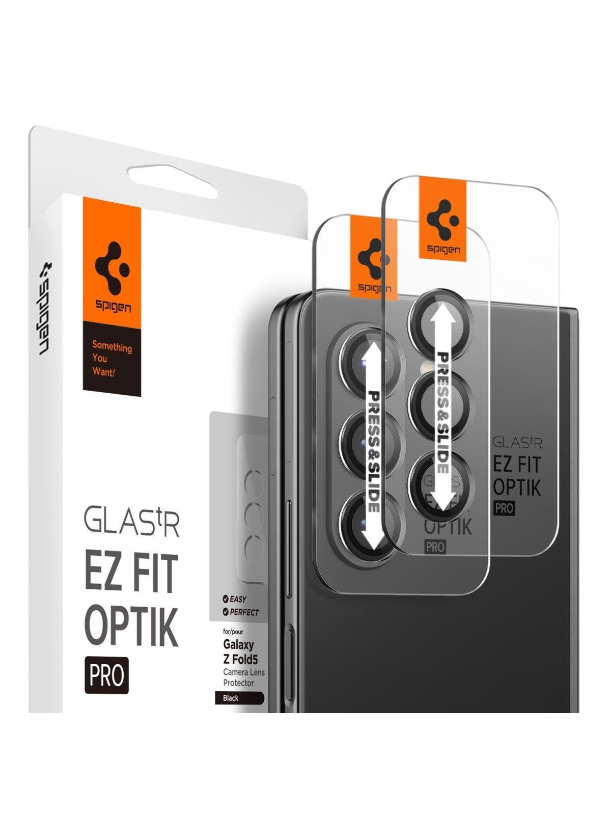 Spigen Glass tR EZ Fit Optik Pro 2 Pack - Black - Samsung Galaxy Z Fold5 - Handys Anderes Zubehoer - Agl06524