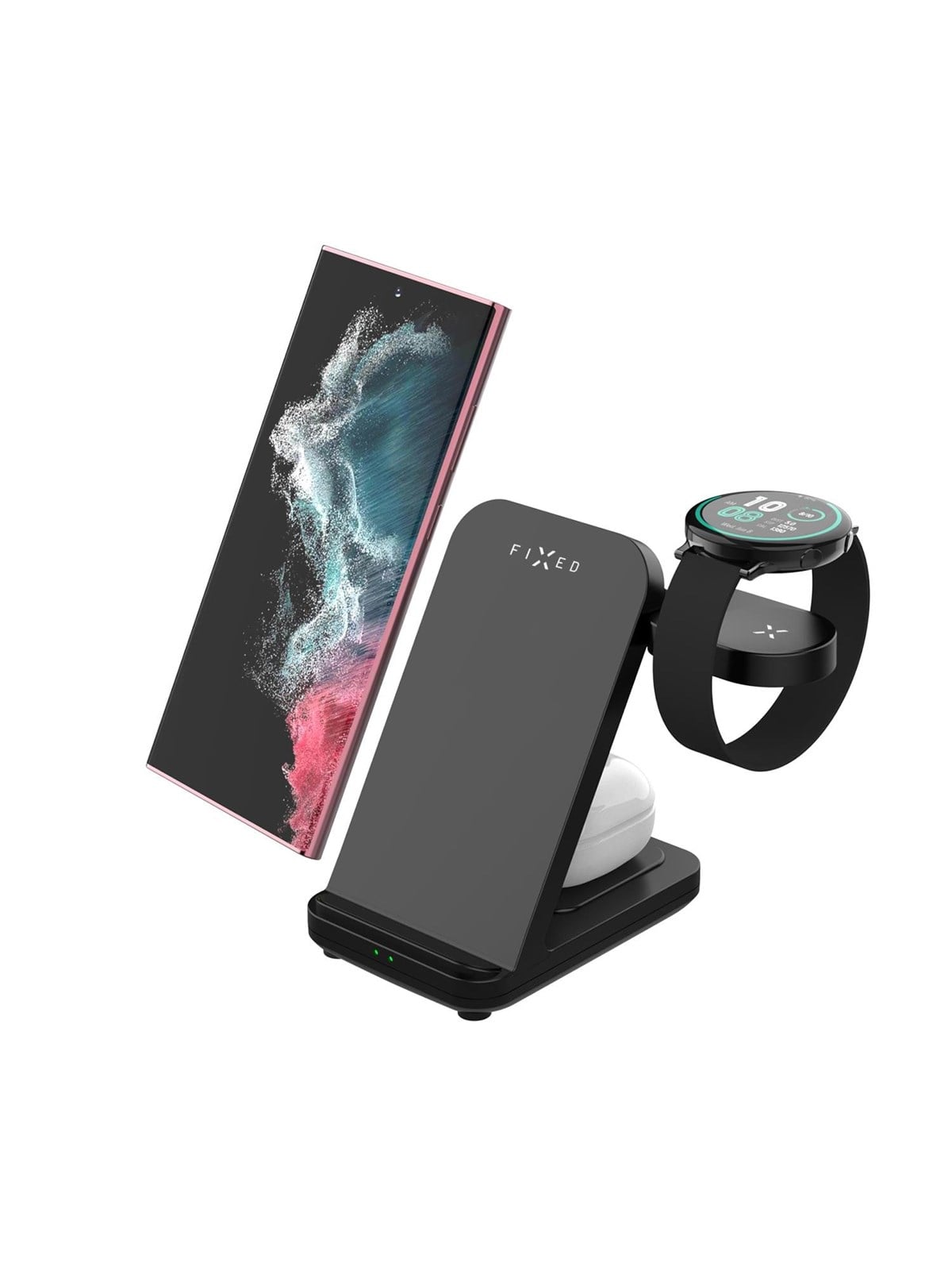 Fixed 3in1 Wireless Charging Station For Samsung Black - Handys Adapter Und Ladegeraete - Fixpos-sa-bk