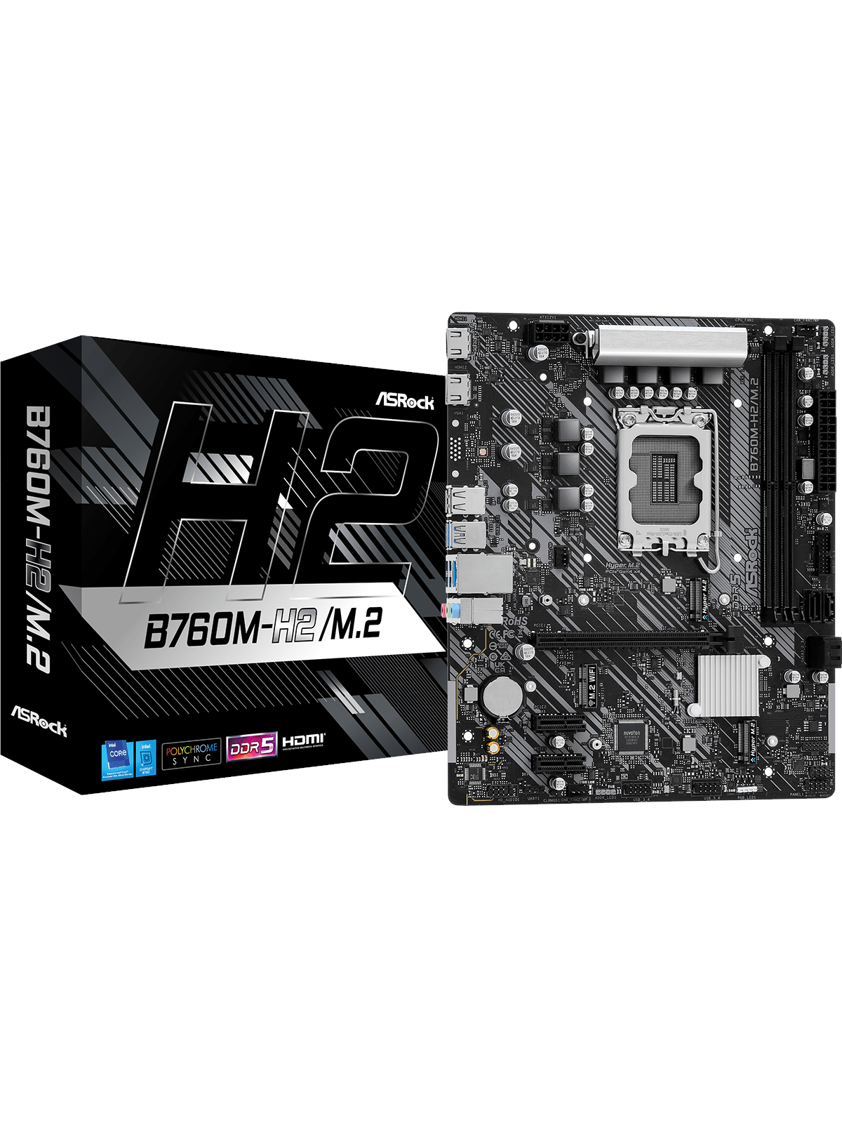 Asrock B760m-h2/m.2 Mainboard - Intel B760 - Intel Lga1700 Socket - Ddr5 Ram - Micro-atx - 90-mxbn00-a0uayz
