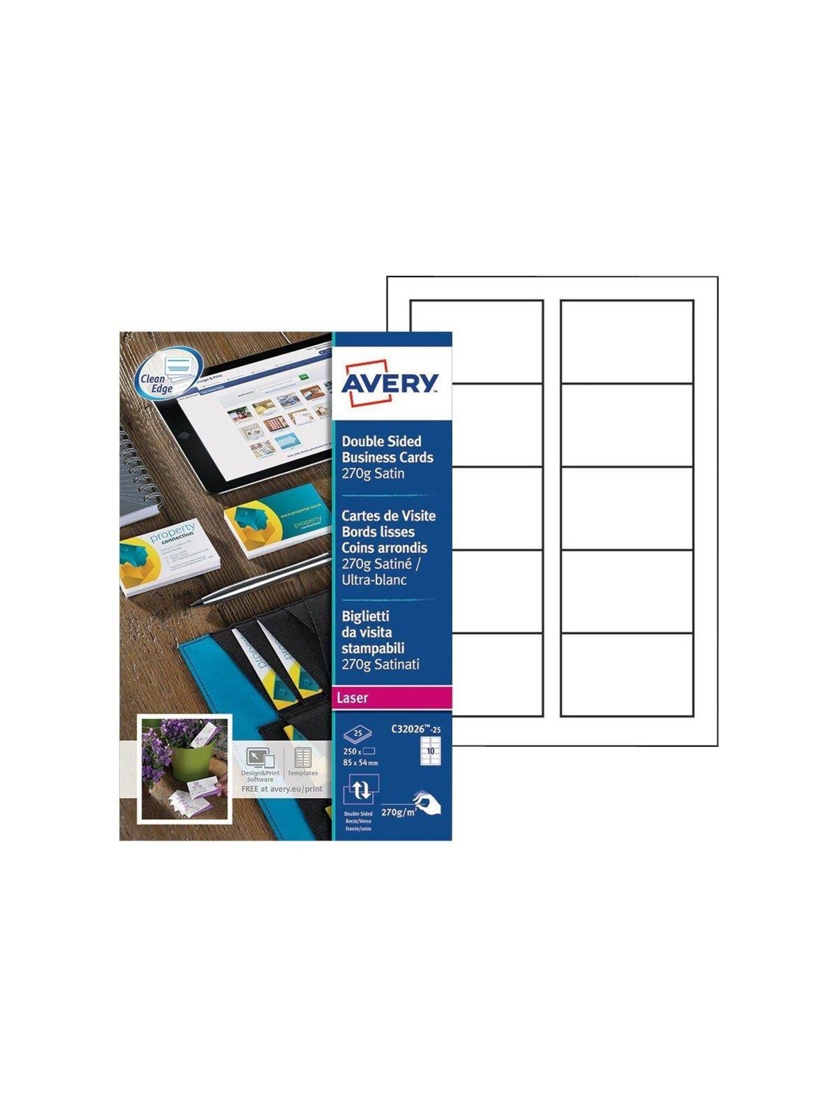 Avery Quick&Clean - business cards - 250 card(s) - 54 x 85 mm - 270 g/m²