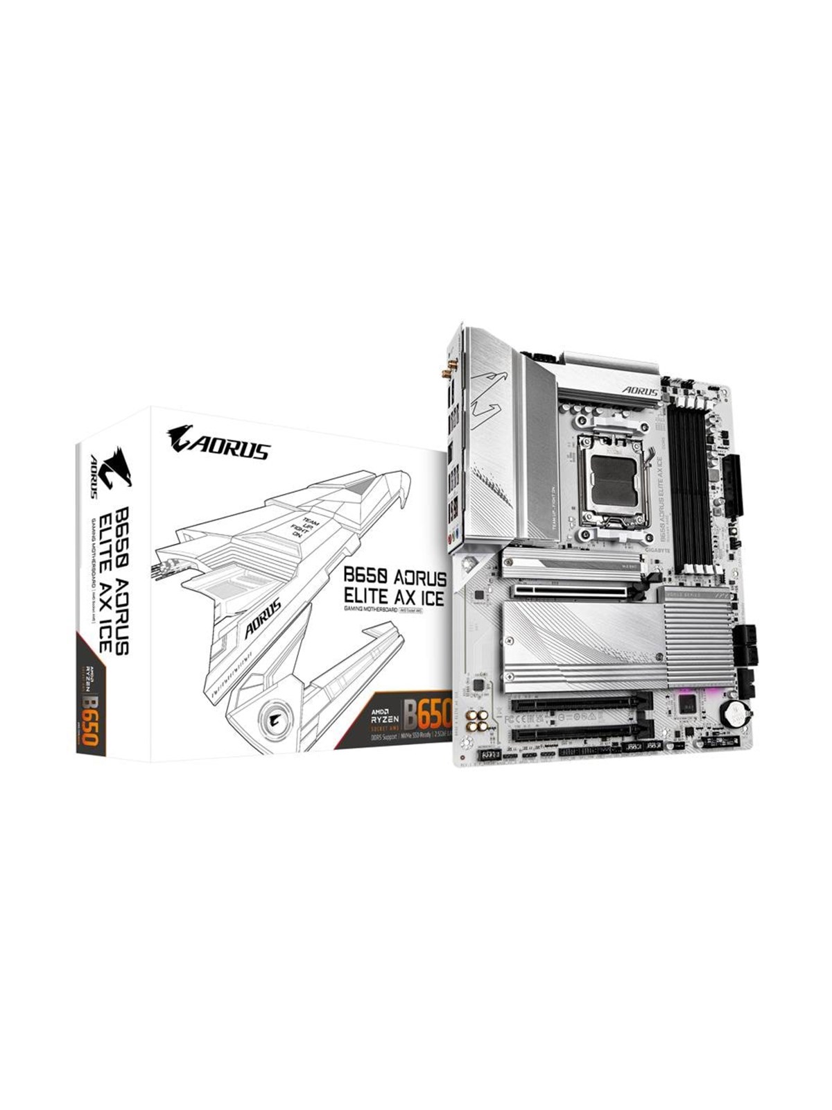 Gigabyte B650 Aorus Elite AX Ice Mainboard - Amd B650 - Amd Am5 Socket - Ddr5 Ram - Atx - B650 A Elite AX Ice