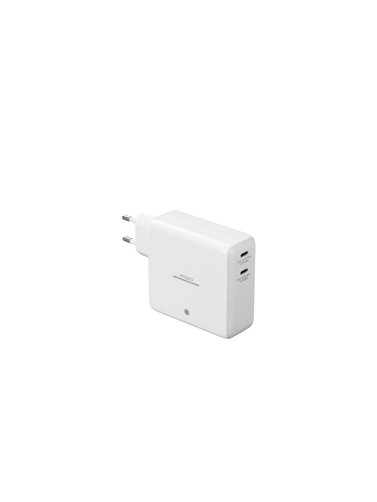 Deltaco Usb-c Wall Charger With Built-in Power Bank And Gan Technology - 9600 Mah - White - Handys Adapter Und Ladegeraete - Pb-q1004