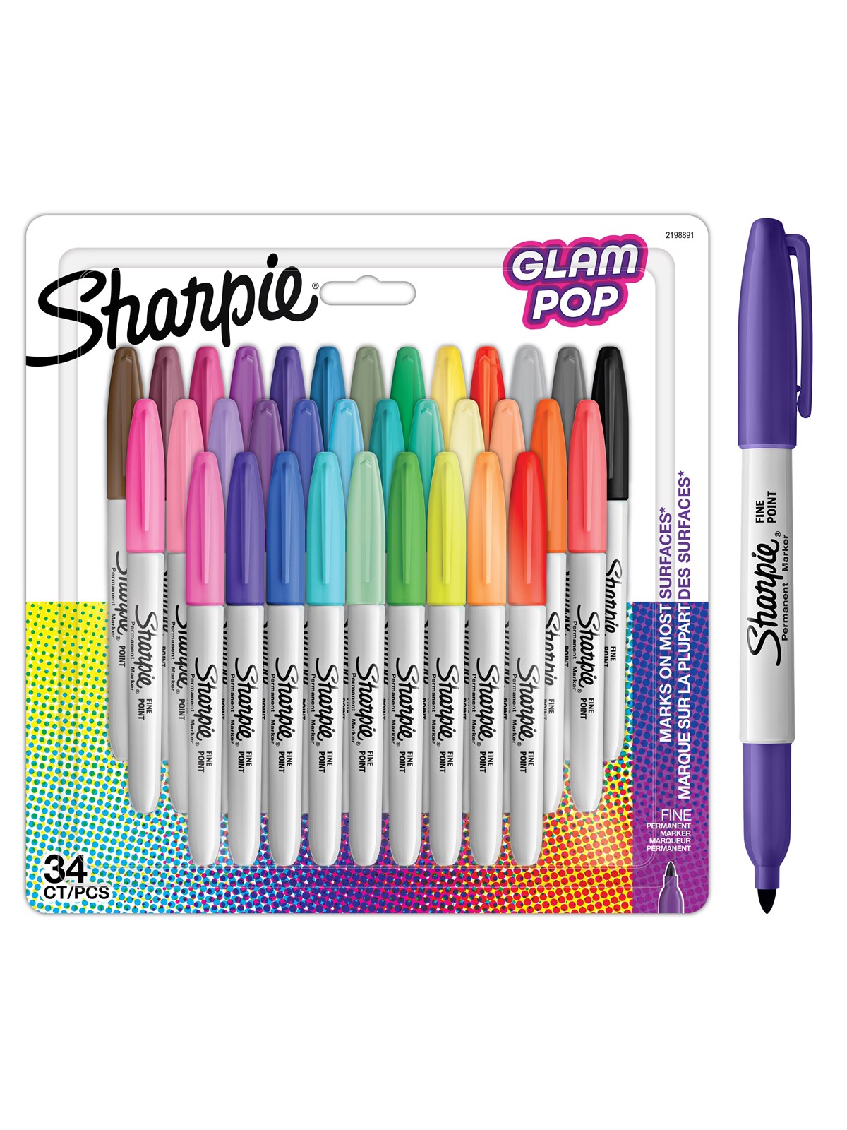 Sharpie Glam Pop-permanentmarker | Feine Spitze Für Klare Details | Verschiedene Farben | 34 Markierstifte - Utensilien Zum Schreiben Und Zeichnen - 