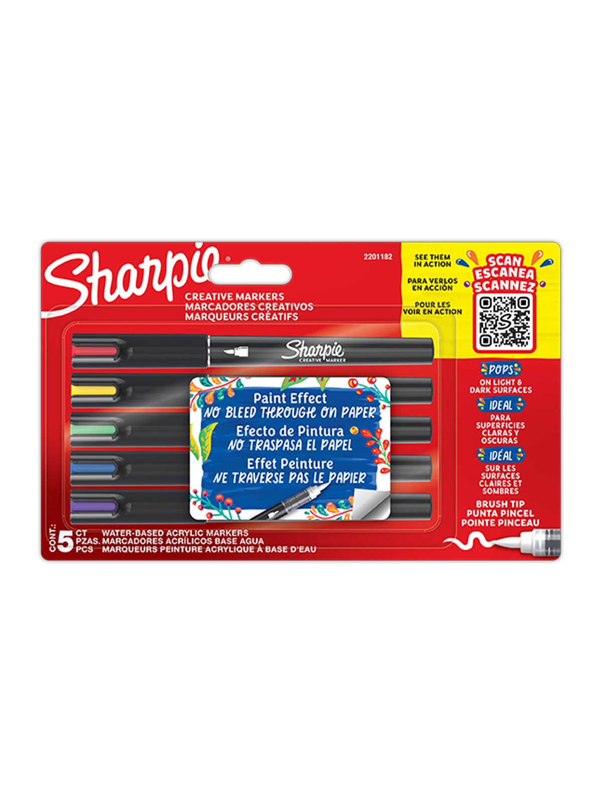 Sharpie Creative Marker Pinselspitze | Verschiedene Farben | 5 Stück - Utensilien Zum Schreiben Und Zeichnen - 2201182
