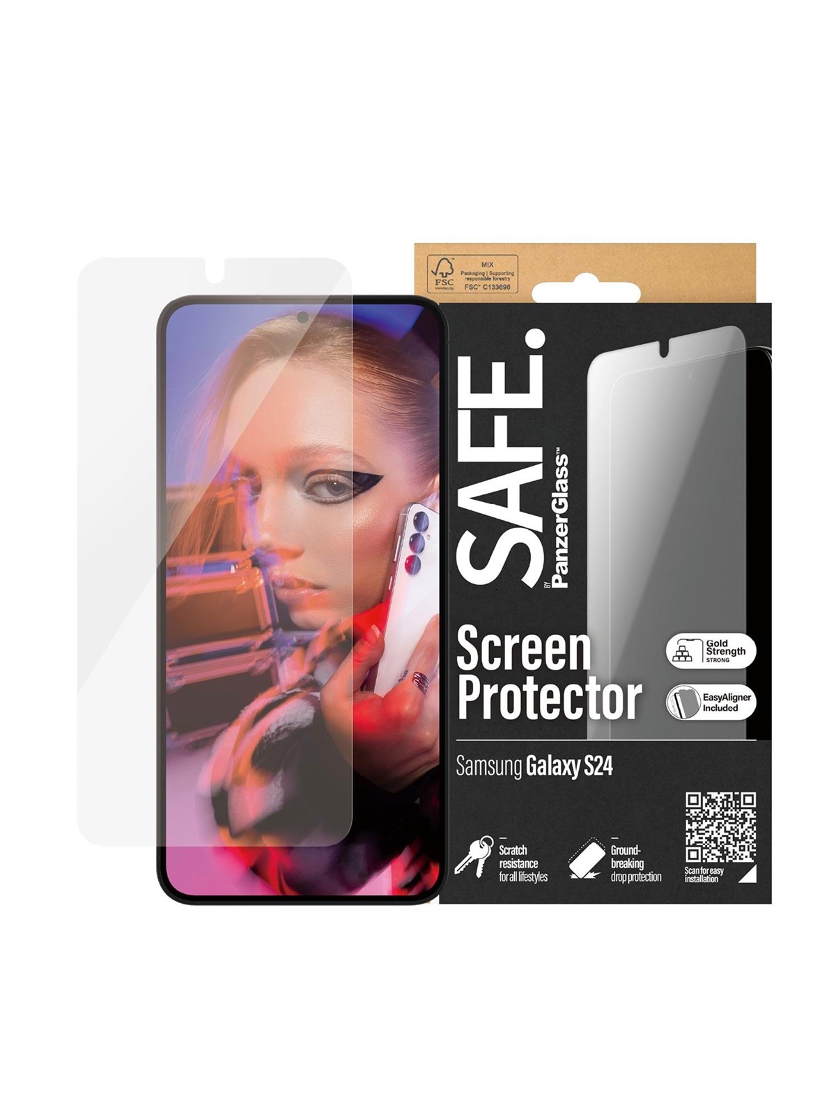 Safe by Panzerglass Screen Protector Samsung Galaxy S24 | Ultra-wide Fit w. Easyaligner - Handys Schutzfolie - Safe95666