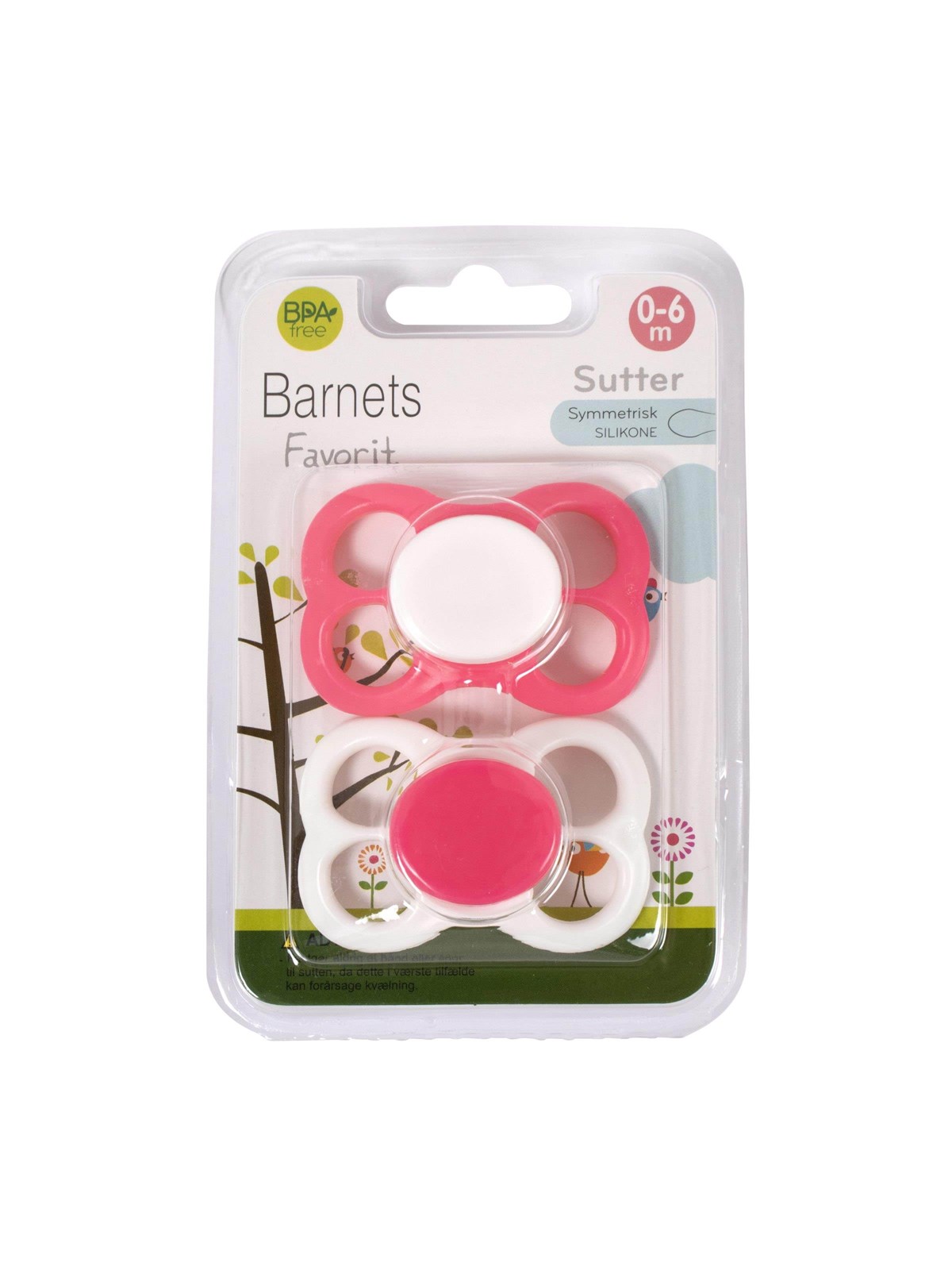 Barnets Favorit 2 pak luftsutter silikone 0-6 mdr. - Pink/Hvid