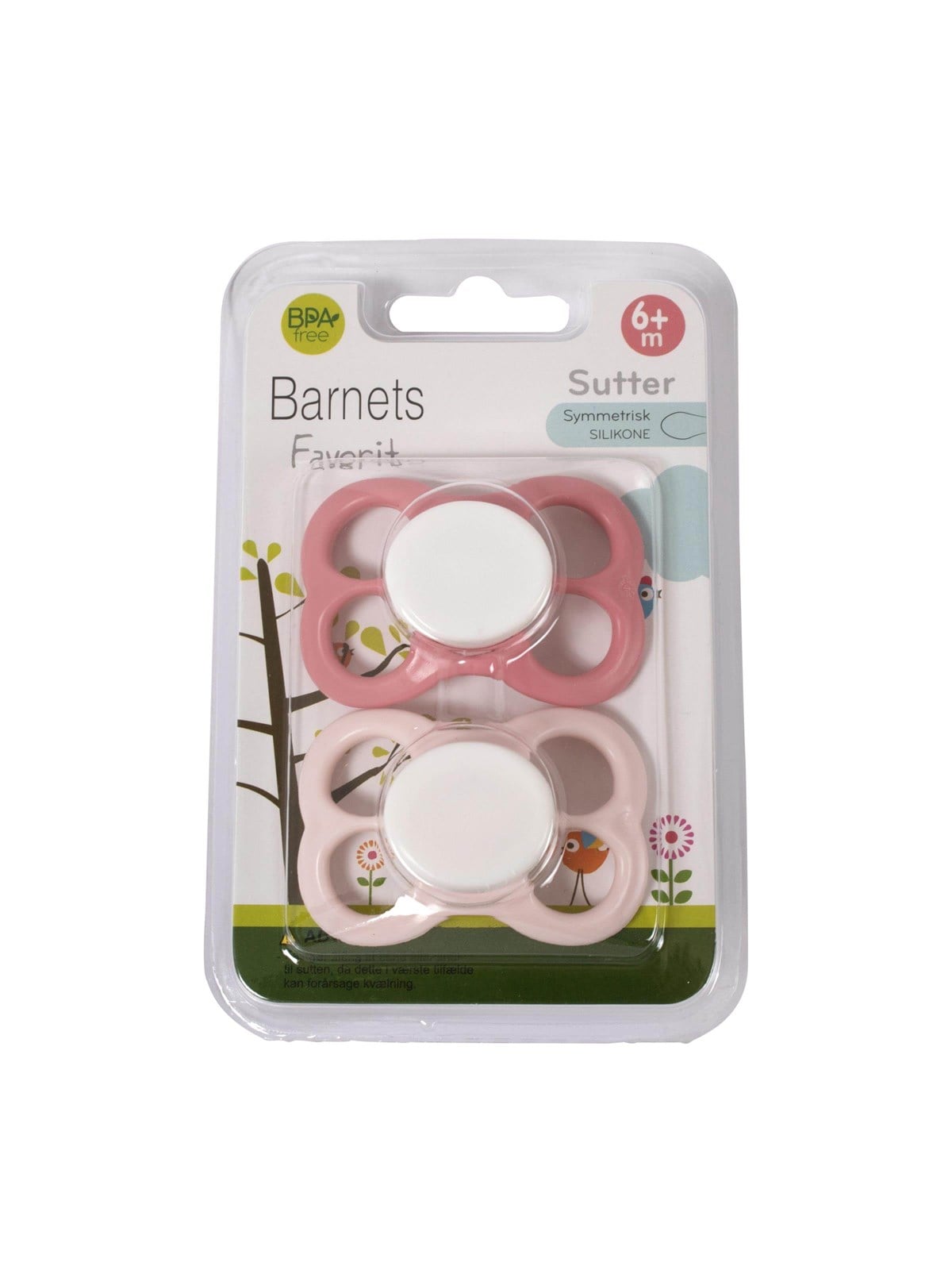 Barnets Favorit 2 pak luftsutter silikone 6+ mdr. - Rosa/Lyserød
