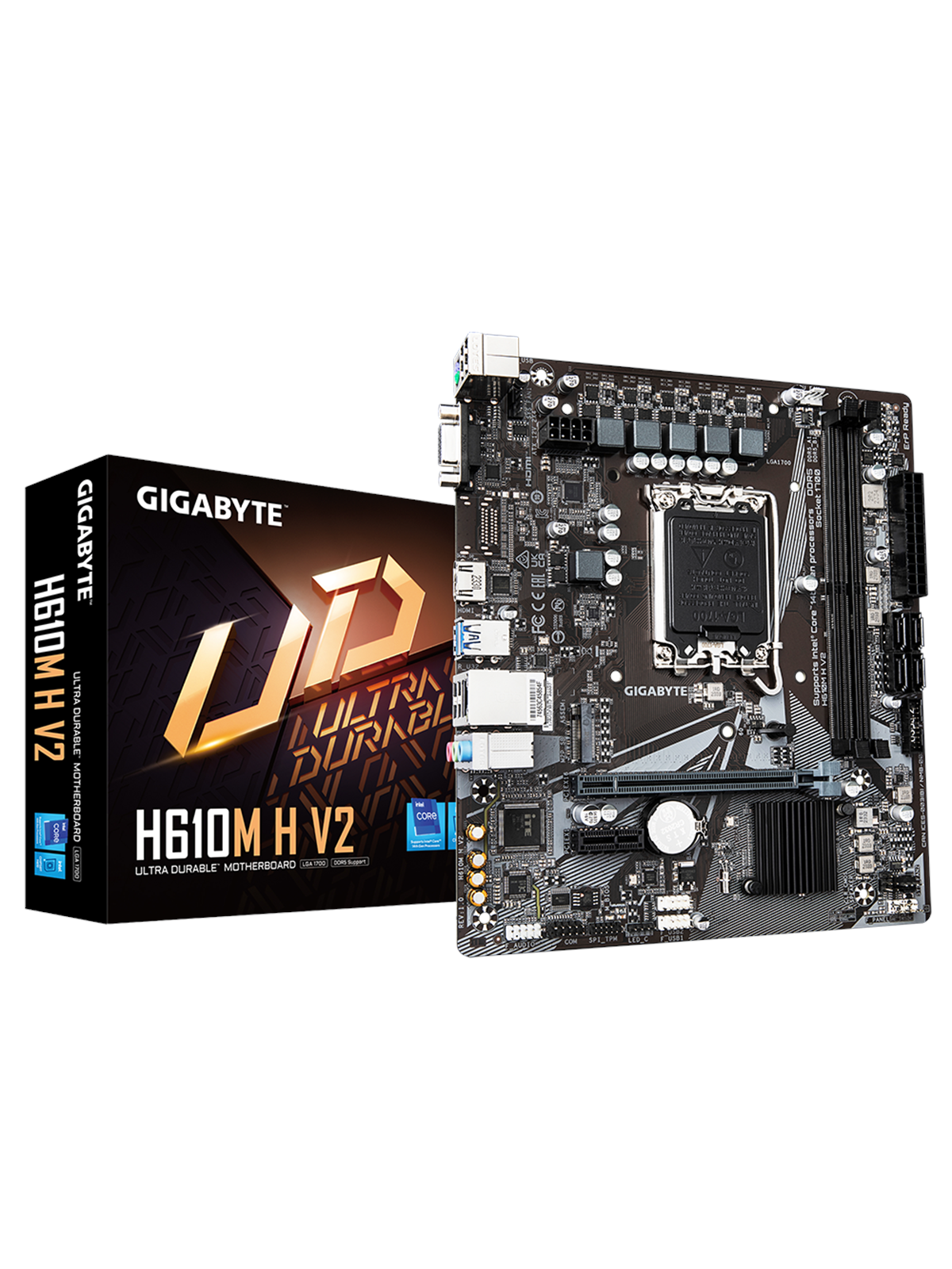 Gigabyte H610m H V2 Mainboard - Intel H610 - Intel Lga1700 Socket - Ddr5 Ram - Micro-atx