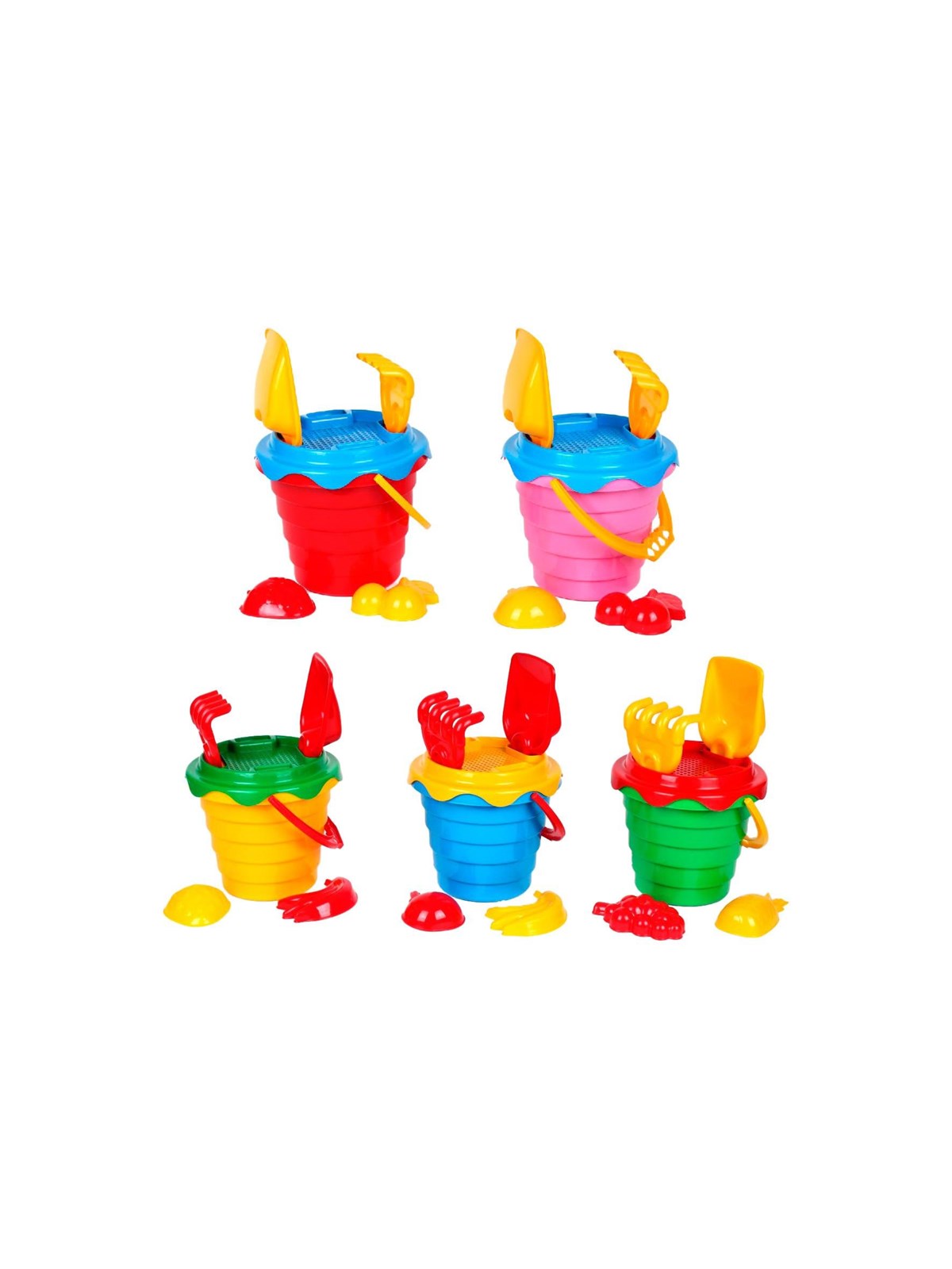 Happy Summer Beach Bucket Set 6 Pcs 5 Asst. 15.5x1 - Wasserspielzeug - 303001