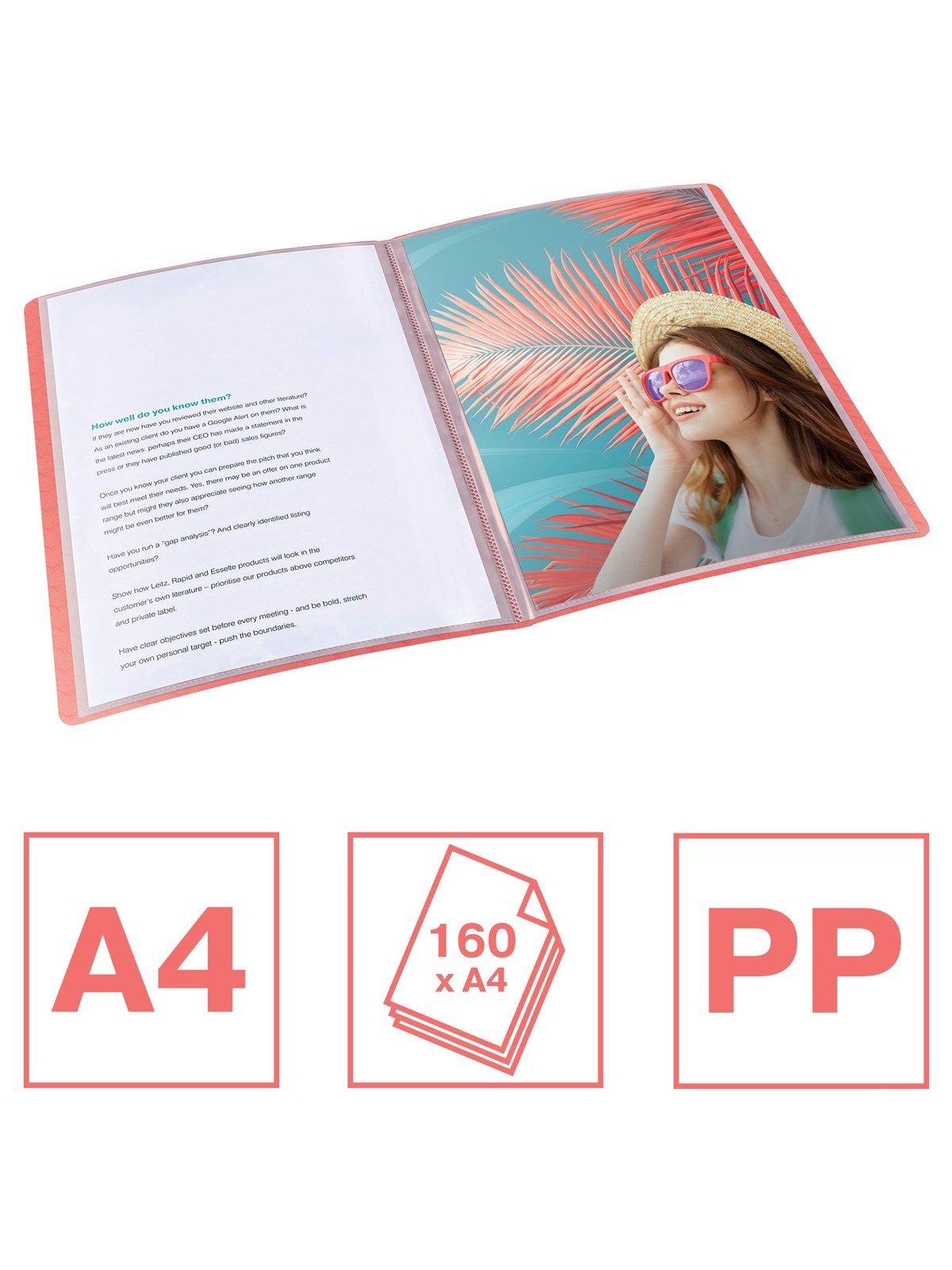 Esselte Colour'breeze Sichtbuch Mit 80 Hüllen Koralle - Archivierung Und Aufbewahrung - 628445
