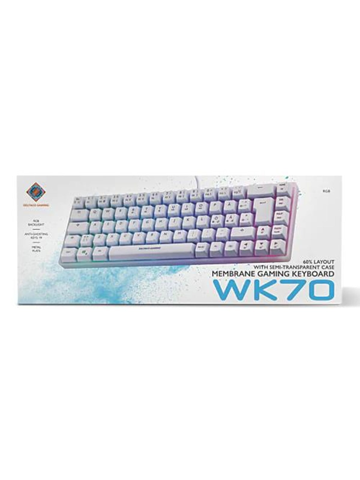 Deltaco Wk70 Membrane 60% Keyboard With Semi Transparent Case - Gaming Tastaturen - Weiss - Gam-158-w