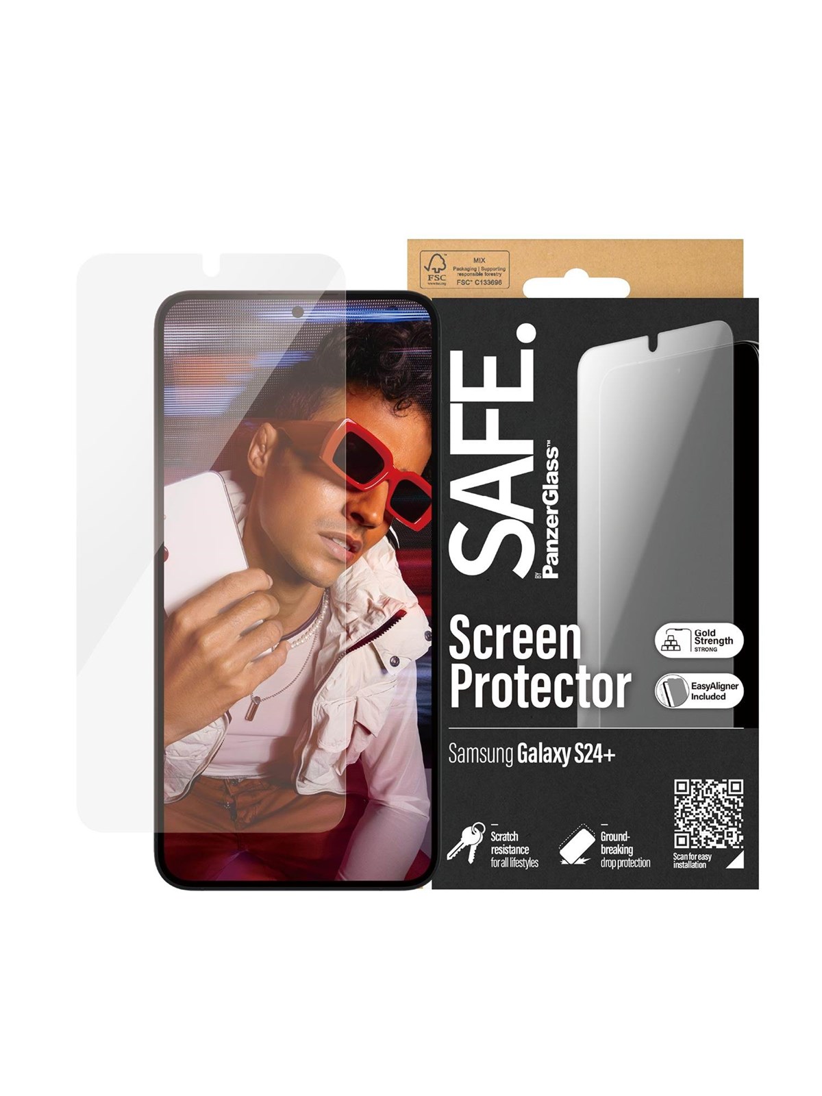 Safe by Panzerglass Screen Protector Samsung Galaxy S24 Plus | Ultra-wide Fit w. Easyaligner - Handys Schutzfolie - Safe95667
