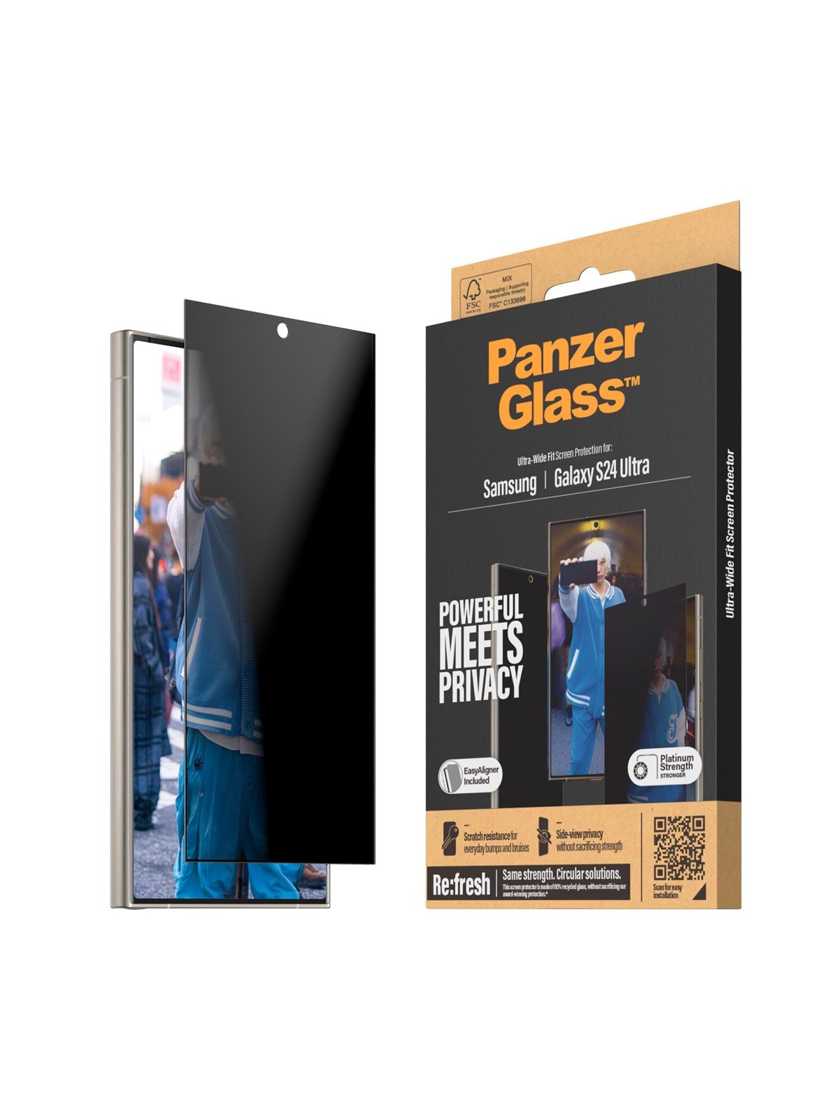 Panzerglass Privacy Screen Protector Samsung Galaxy S24 Ultra | Ultra-wide Fit w. Easyaligner - Handys Schutzfolie - Panzerp7352