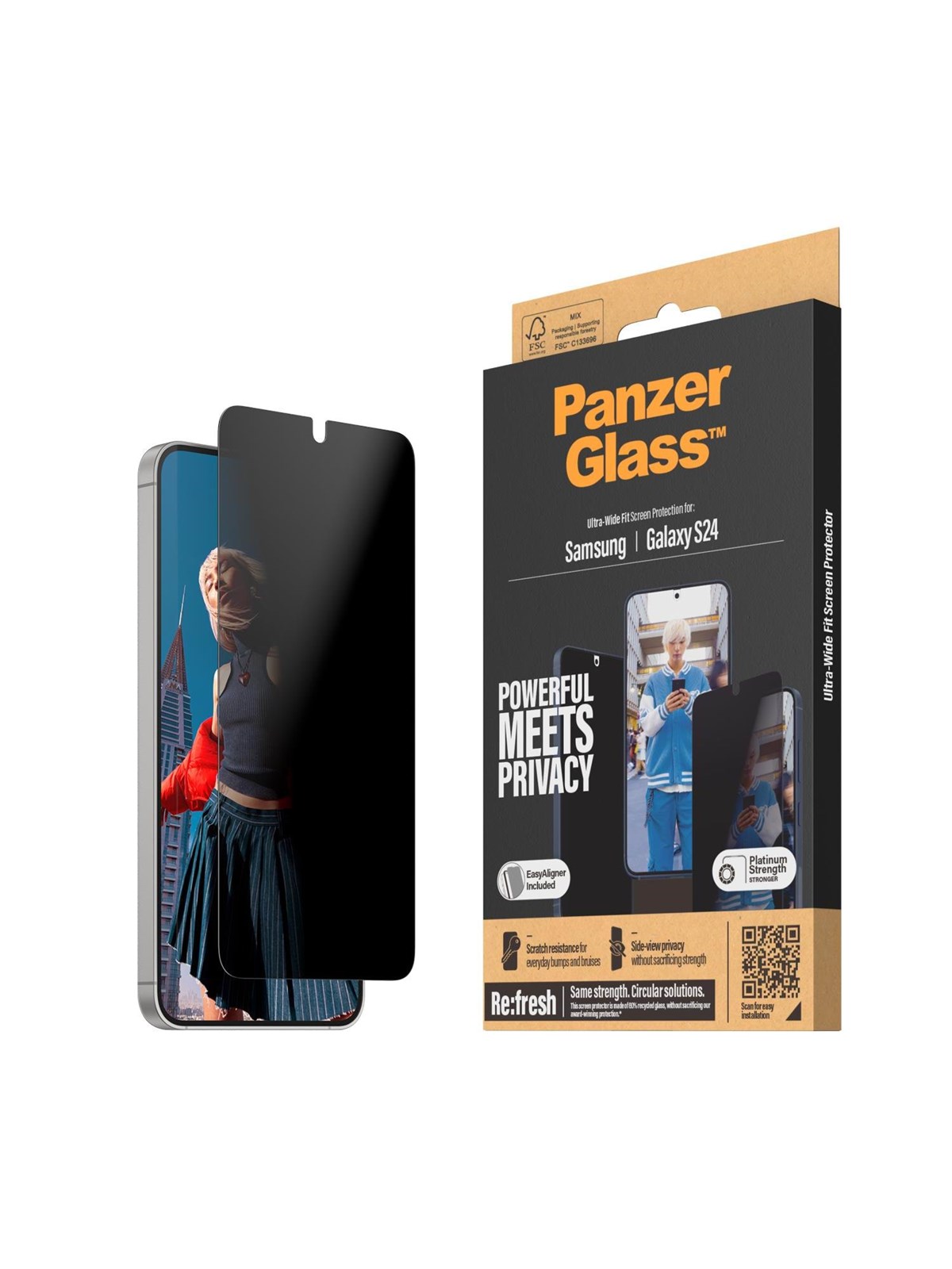 Panzerglass Privacy Screen Protector Samsung Galaxy S24 | Ultra-wide Fit w. Easyaligner - Handys Schutzfolie - Panzerp7350