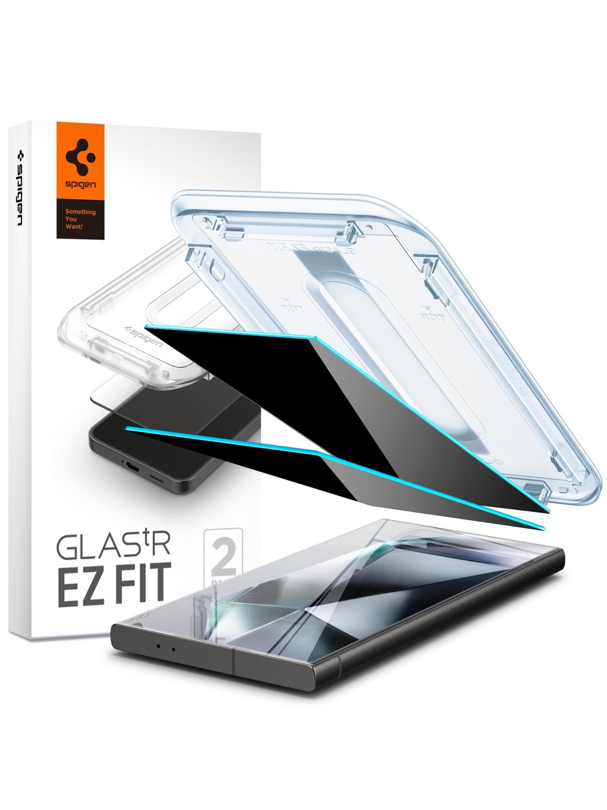 Spigen Glass tR EZ Fit (Privacy) 2 Pack - Samsung Galaxy S24 Ultra - Handys Schutzfolie - Agl07625