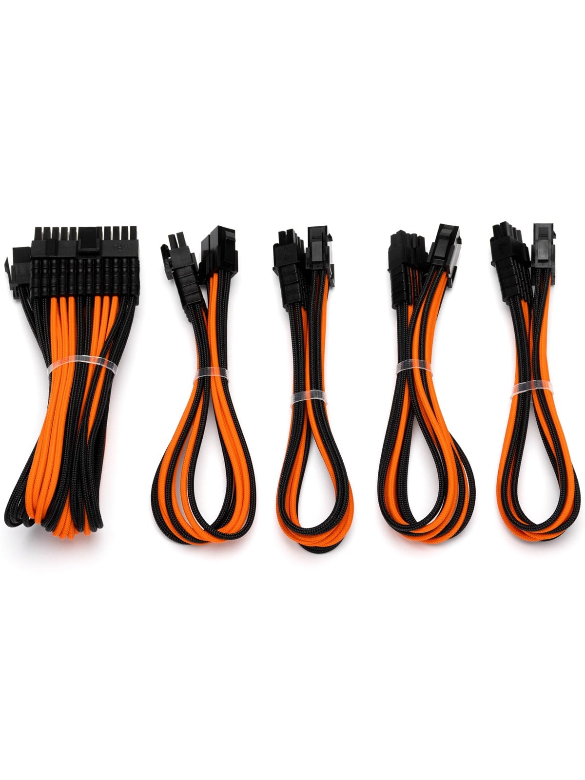 Dutzo Sleeved Power Extention Cable Kit (v2) - Schwarz / Orange - Stromkabel Intern - Dsc-pcev230cmbo