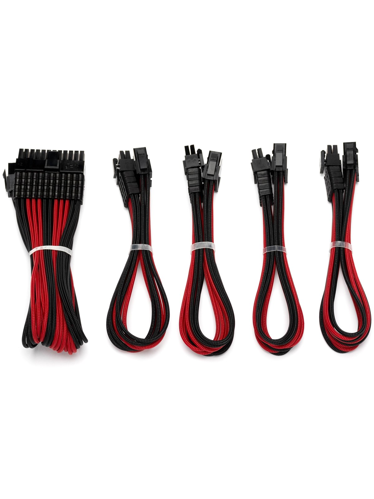 Dutzo Sleeved Power Extention Cable Kit (v2) - Schwarz / Rot - Stromkabel Intern - Dsc-pcev230cmbr