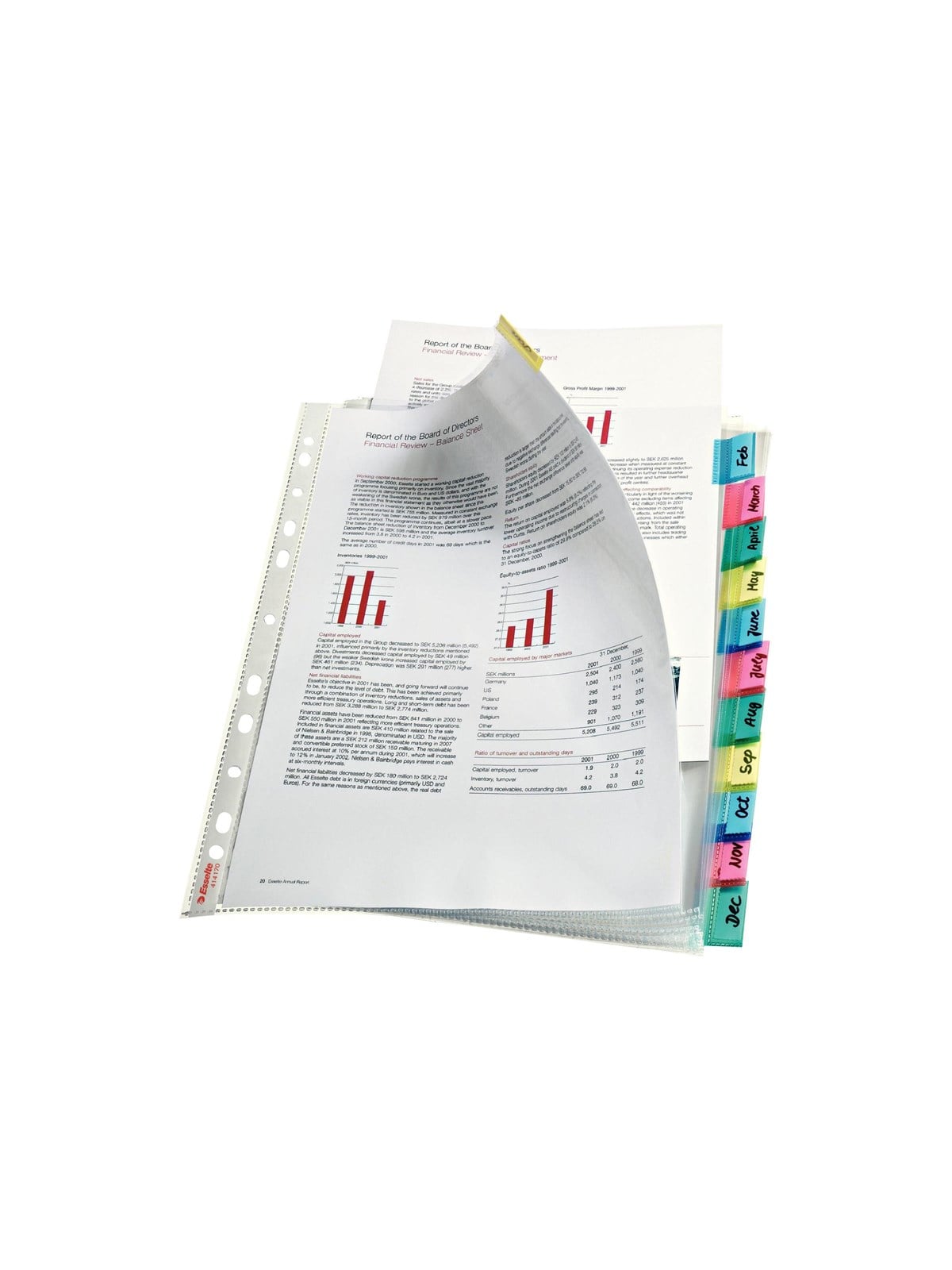 Esselte - Divider - 12 Parts - For A4 Maxi - Capacity: 30 Sheets - Tabbed - Clear Glass - Archivierung Und Aufbewahrung - 414170