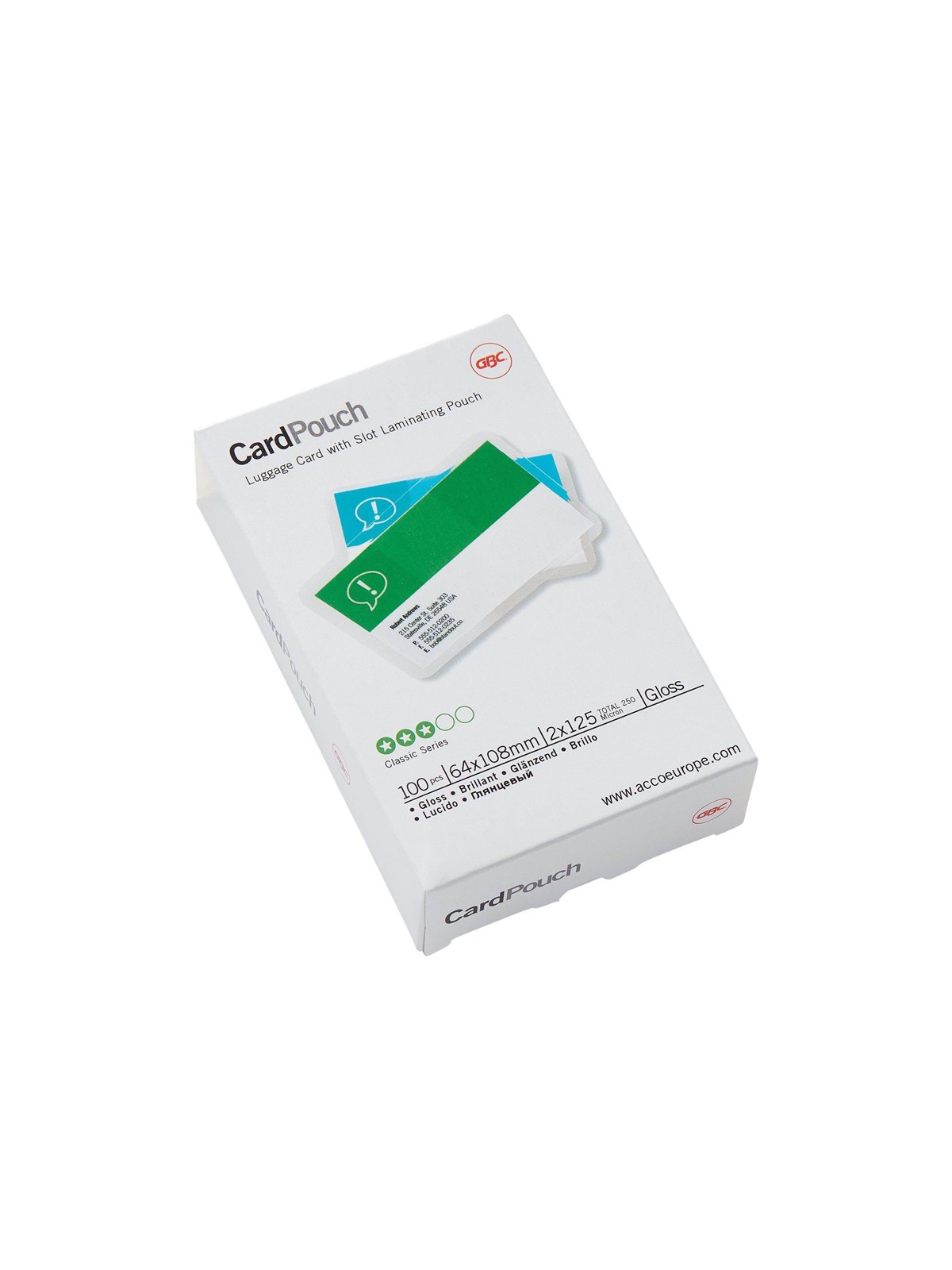 GBC Card Laminating Pouch - 100-pack - glossy - 64 x 108 mm - lamination pouches