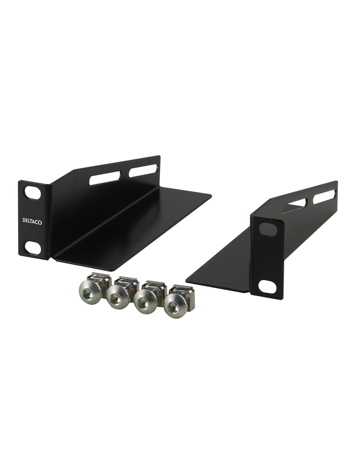Deltaco L-support Rails 10" Cabinet 1U 136mm deep (2-Pack) Black Image