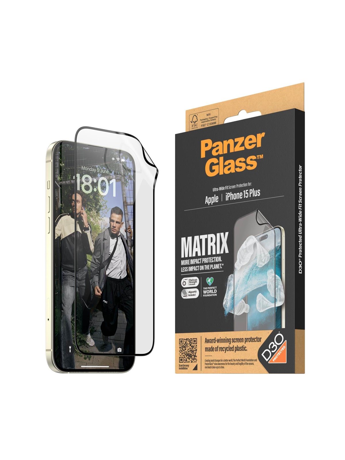 Panzerglass Matrix Screen Protector With D3o Iphone 15 Plus | Ultra-wide Fit w. Alignerkit - Handys Schutzfolie - Panzer2819