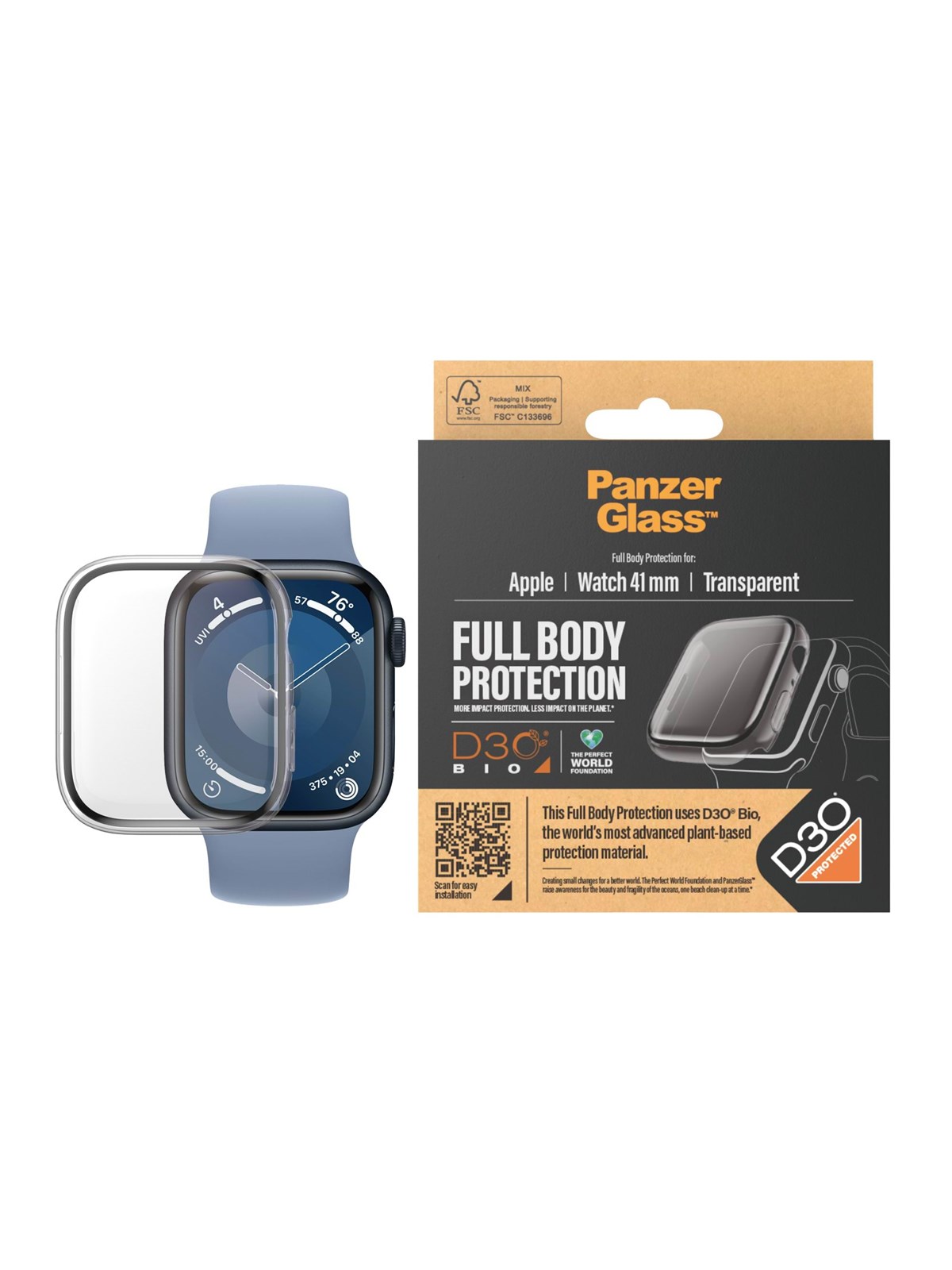 Panzerglass Screen Protector Full Body Apple Watch Series 9 With D3o | 41mm |Transparent - Smartwatch Accessories - Panzer3686