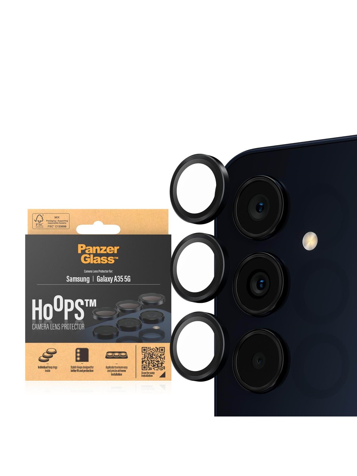 Panzerglass Hoops Camera Lens Protector Samsung Galaxy A35 5G | Black - Handys Anderes Zubehoer - Panzer1226