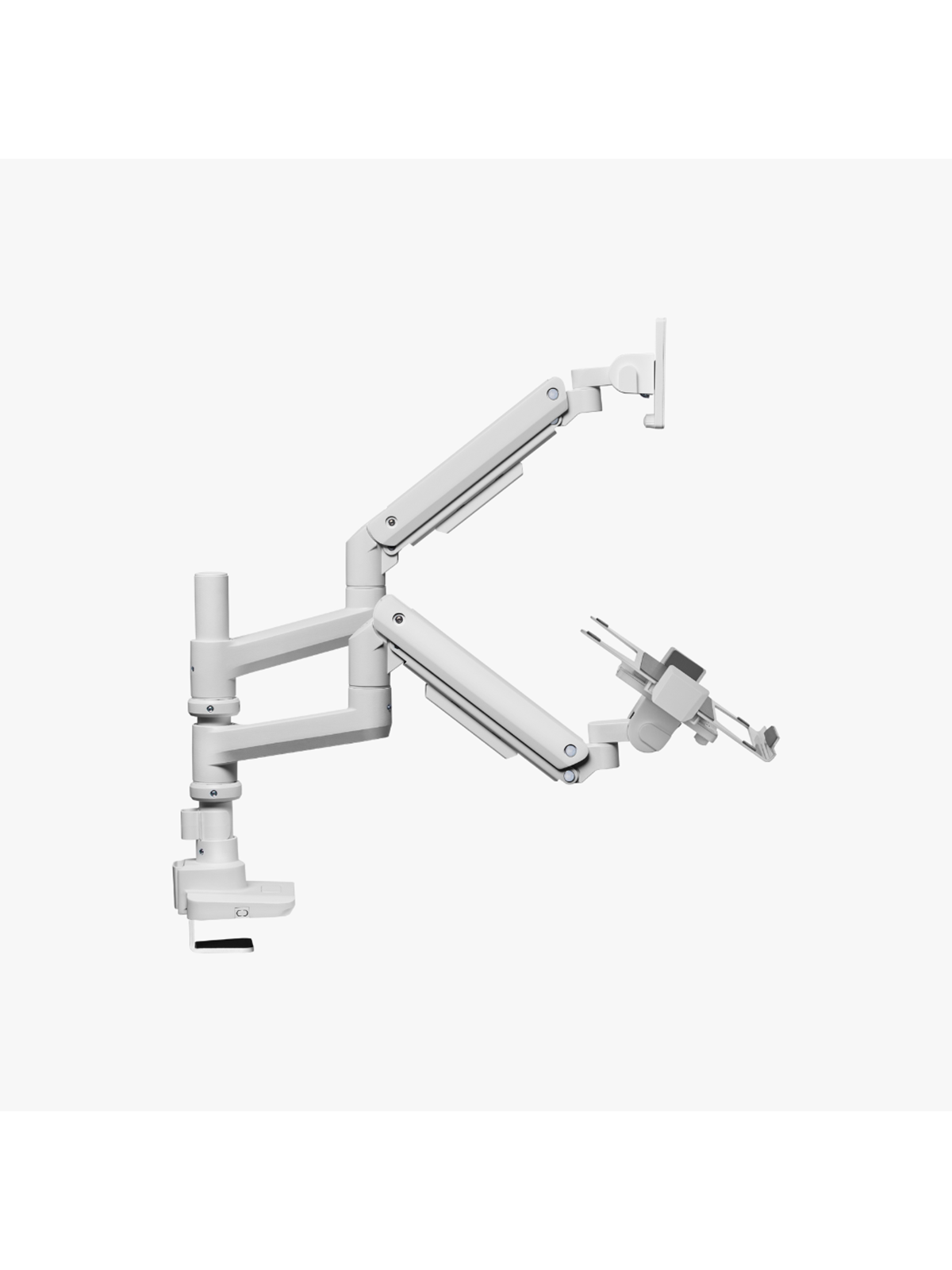 Alterzone Arm Luxe Schwere Einzel-monitorarm Mit Laptop-ablage, Weiß - Monitorhalterung - Alzarmlxlt-dw