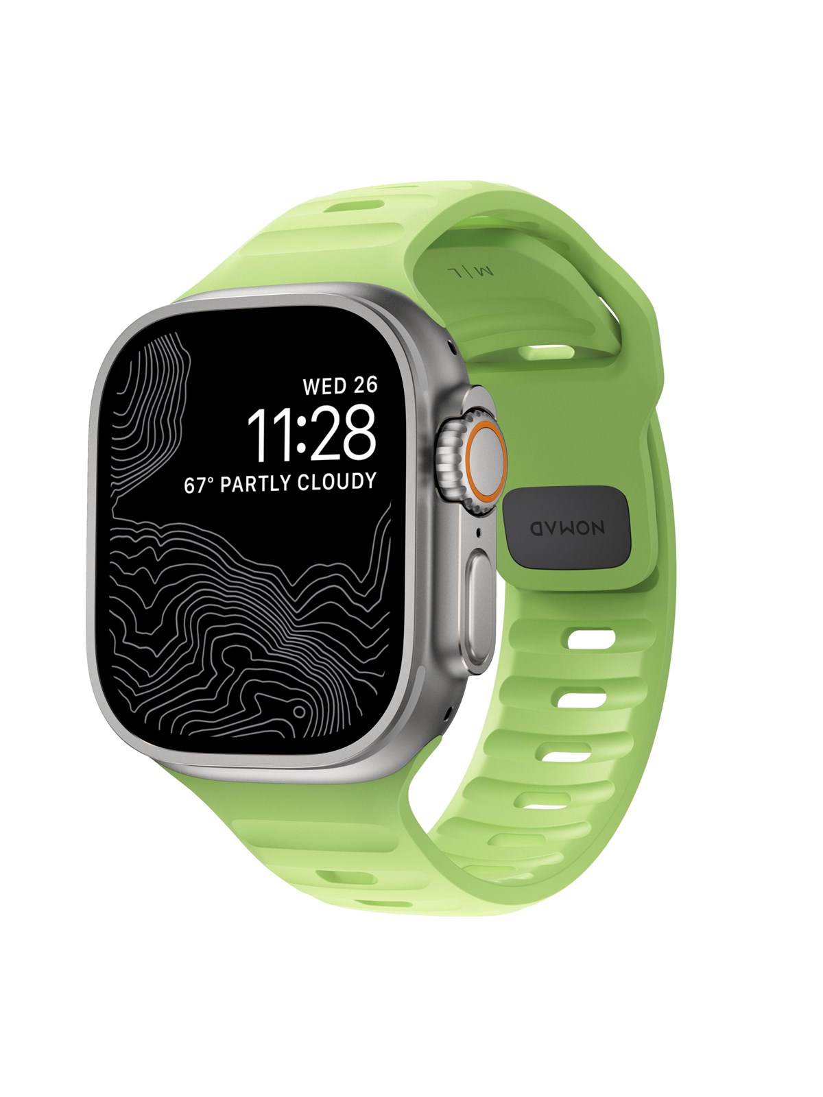 Nomad Sport Strap - Glow 2.0 - Apple Watch Ultra 2/1 (49mm) 9/8/7 (45mm)/6/se/5/4 (44mm)/3/2/1 (42mm) - Smartwatch Accessories - Nm01580085