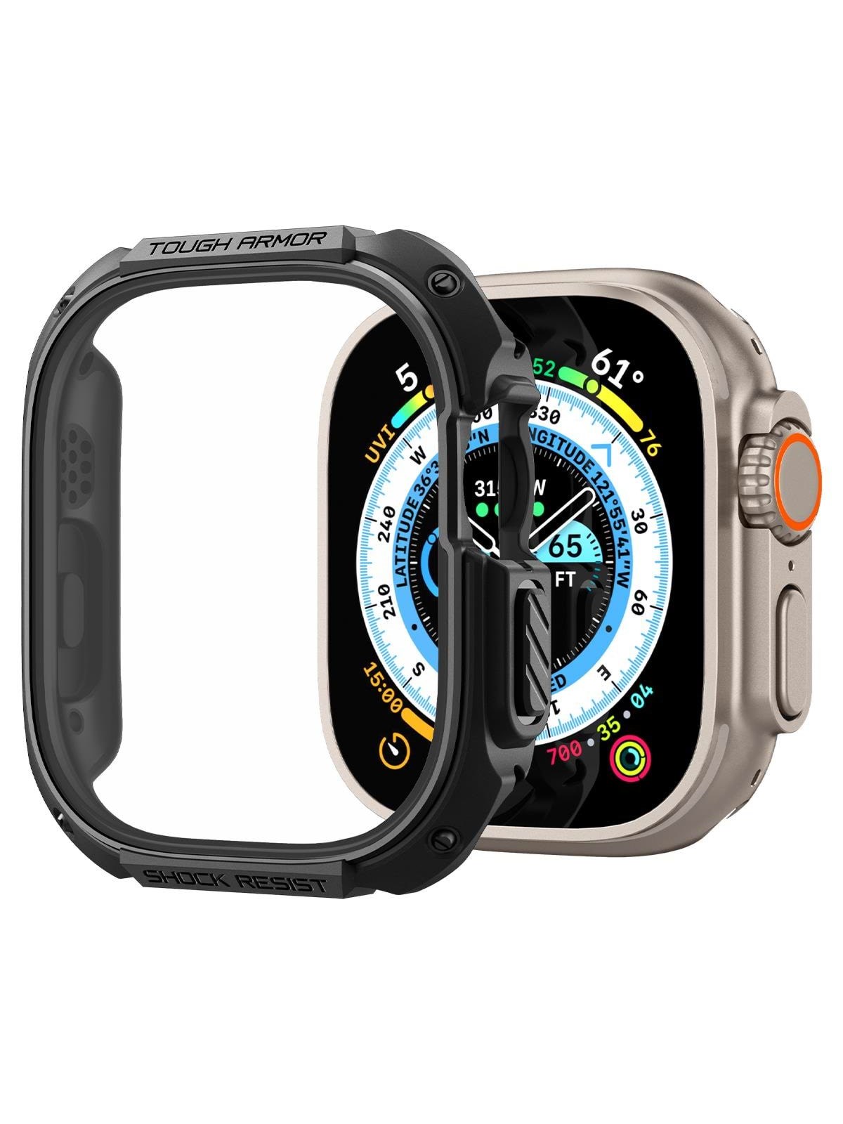 Spigen Tough Armor - Black - Apple Watch Ultra 3/2/1 - Smartwatch Accessories - Acs05457
