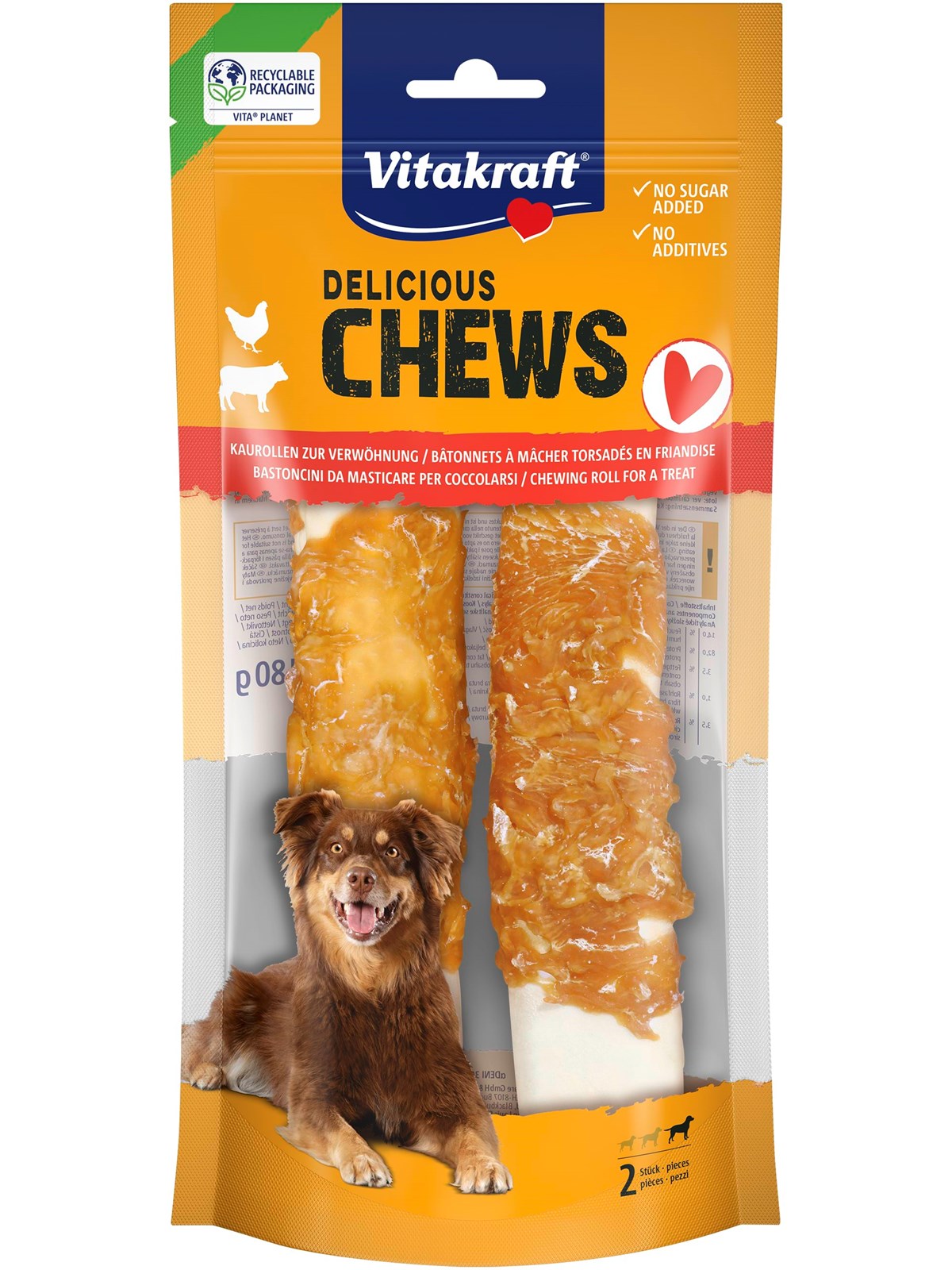 Vitakraft Deli Chews Kaurollen Mit Huhn, XL - Hunde - 58257