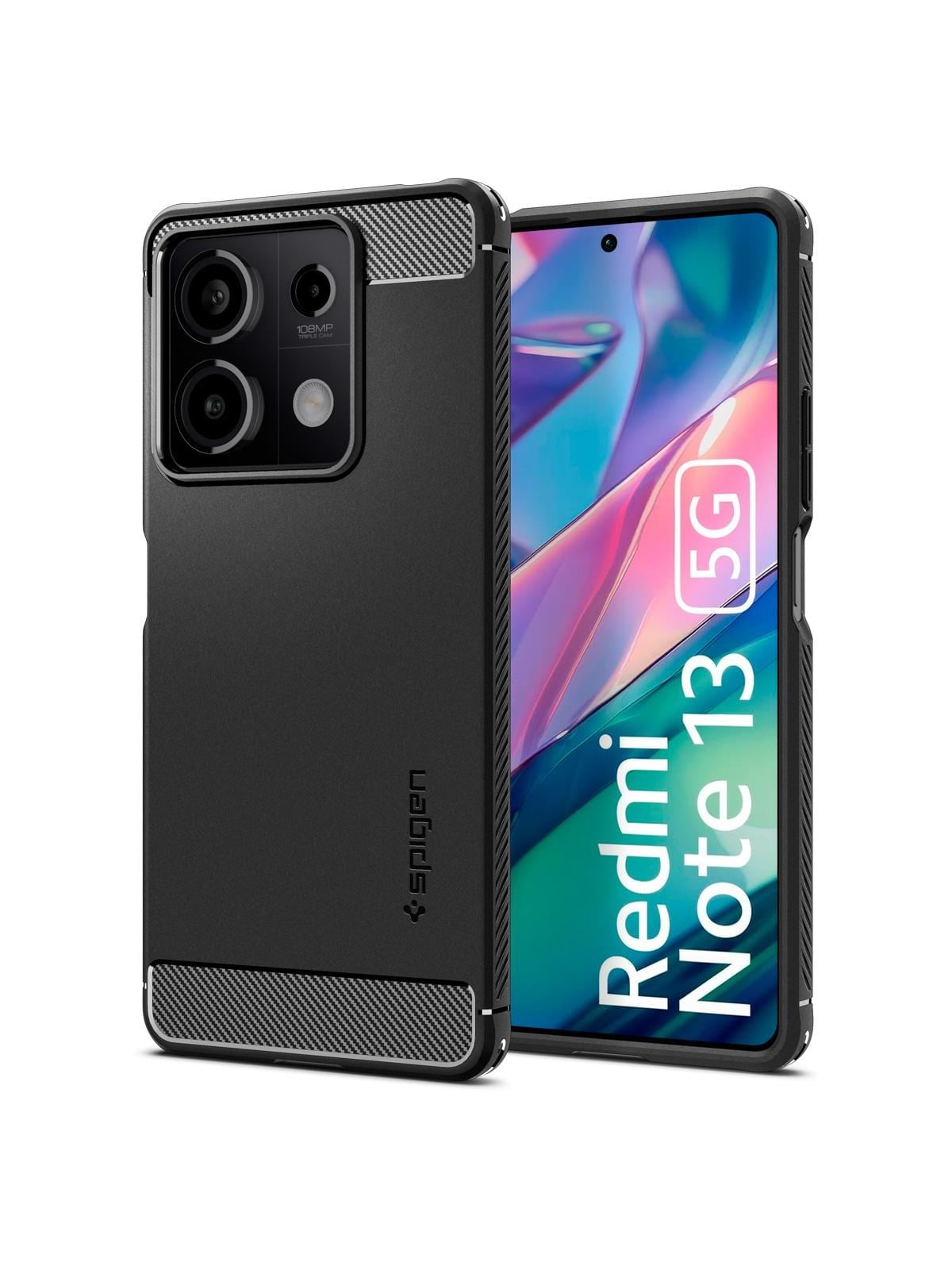 Spigen Rugged Armor - Matte Black - Xiaomi Redmi Note 13 5G - Handys Cover Cases - Acs07665
