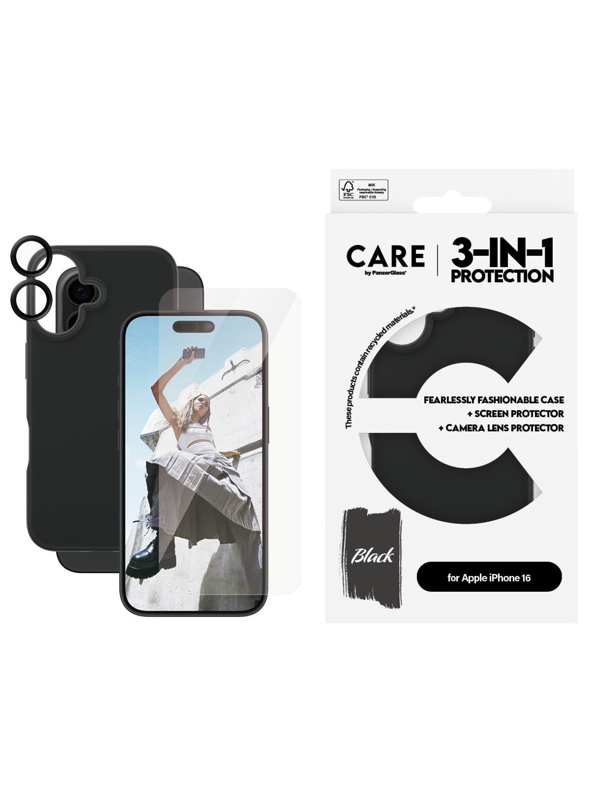 Care by Panzerglass Fashion 3-in-1 Bundle Iphone 16 - Handys Cover Cases - Panzerb1393+95875+95890