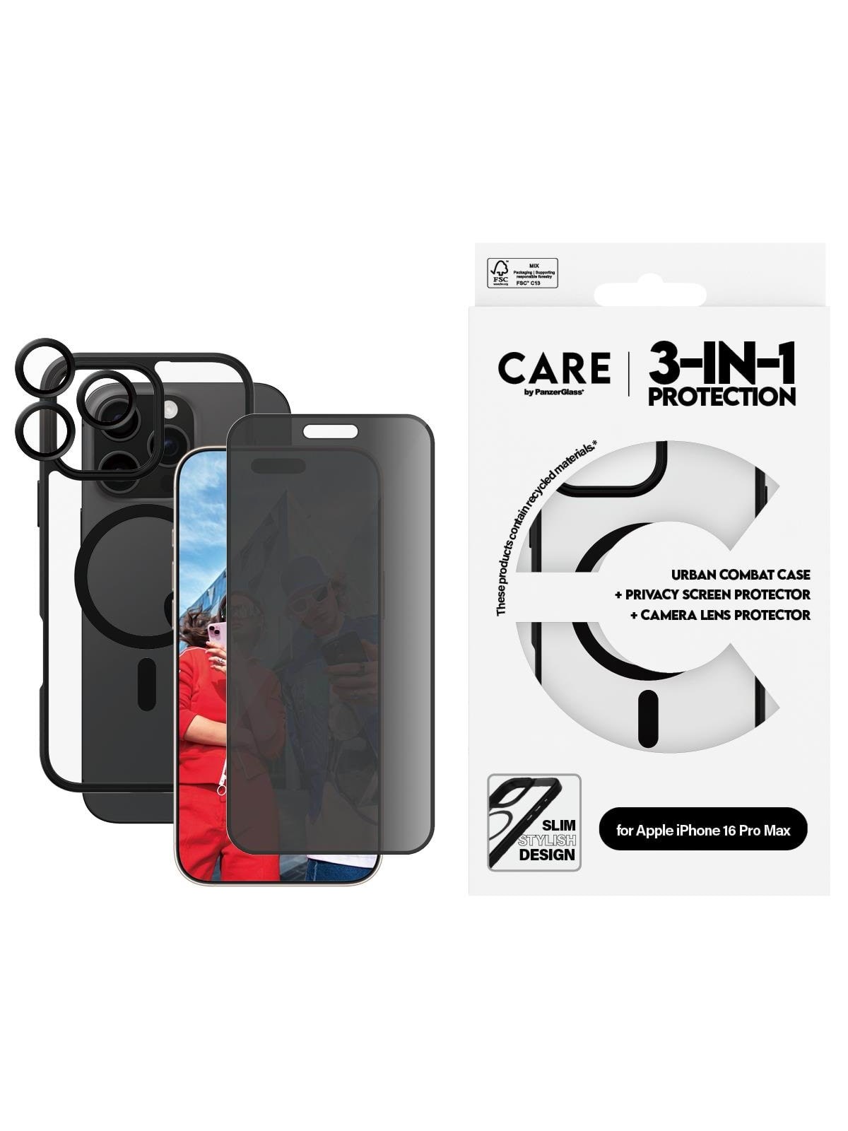 Care by Panzerglass Flagship 3-in-1 Privacy Bundle Iphone 16 Pro Max - Handys Cover Cases - Panzerb1360+P2864+1284